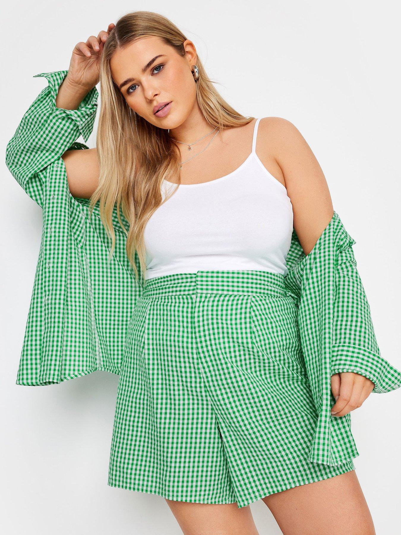 yours-curve-gingham-co-ord-short-greenfront