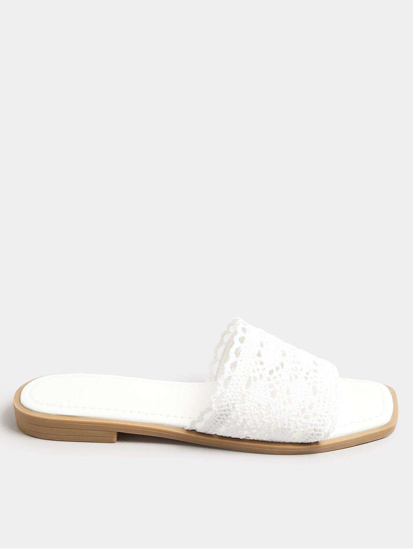 yours-extra-wide-fit-crochet-mule-white