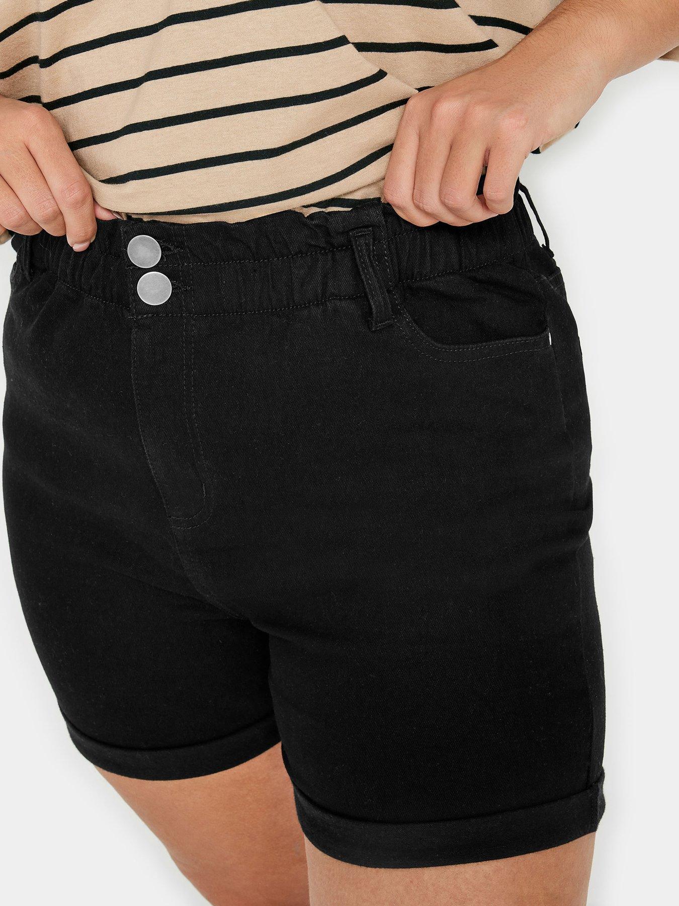 yours-curve-denim-elastic-waist-short-blackoutfit