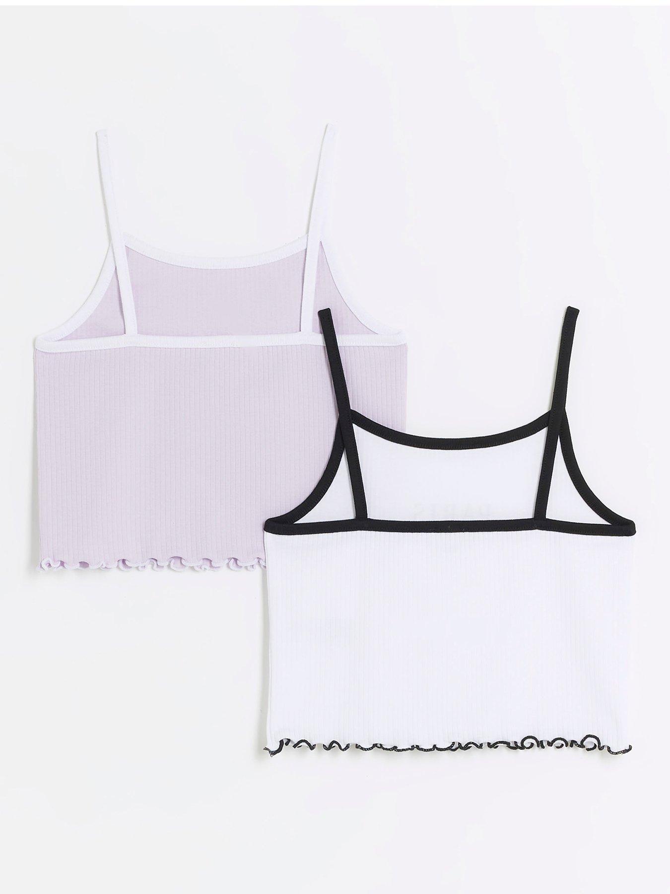 Image 2 of 4 of River Island Girls Ribbed Cami Top 2 Pack - Purple