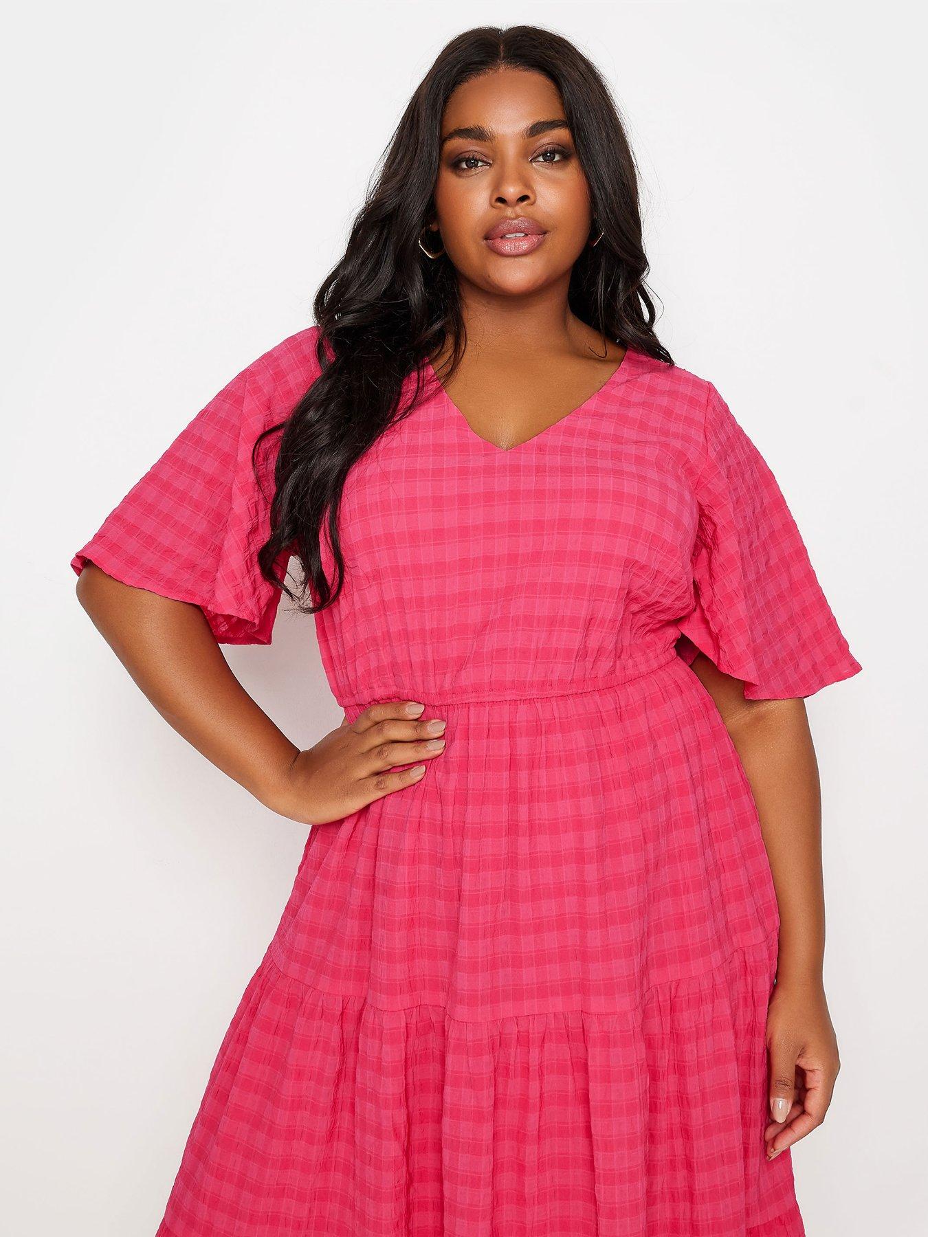 yours-curve-textured-tiered-smock-dress-pinkoutfit