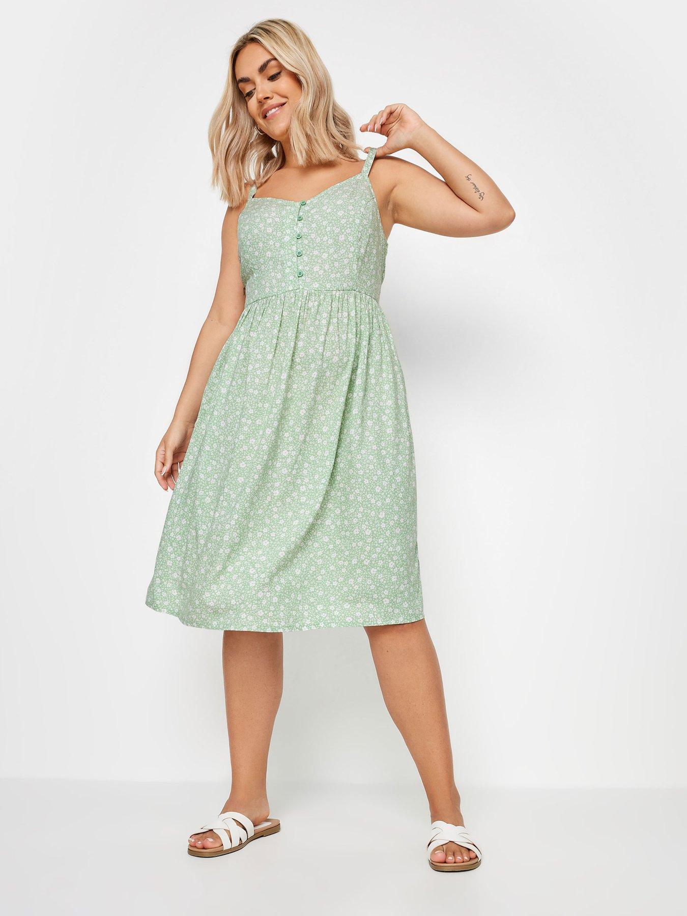 Yours Curve Strappy Sundress Green Ditsy Very Ireland