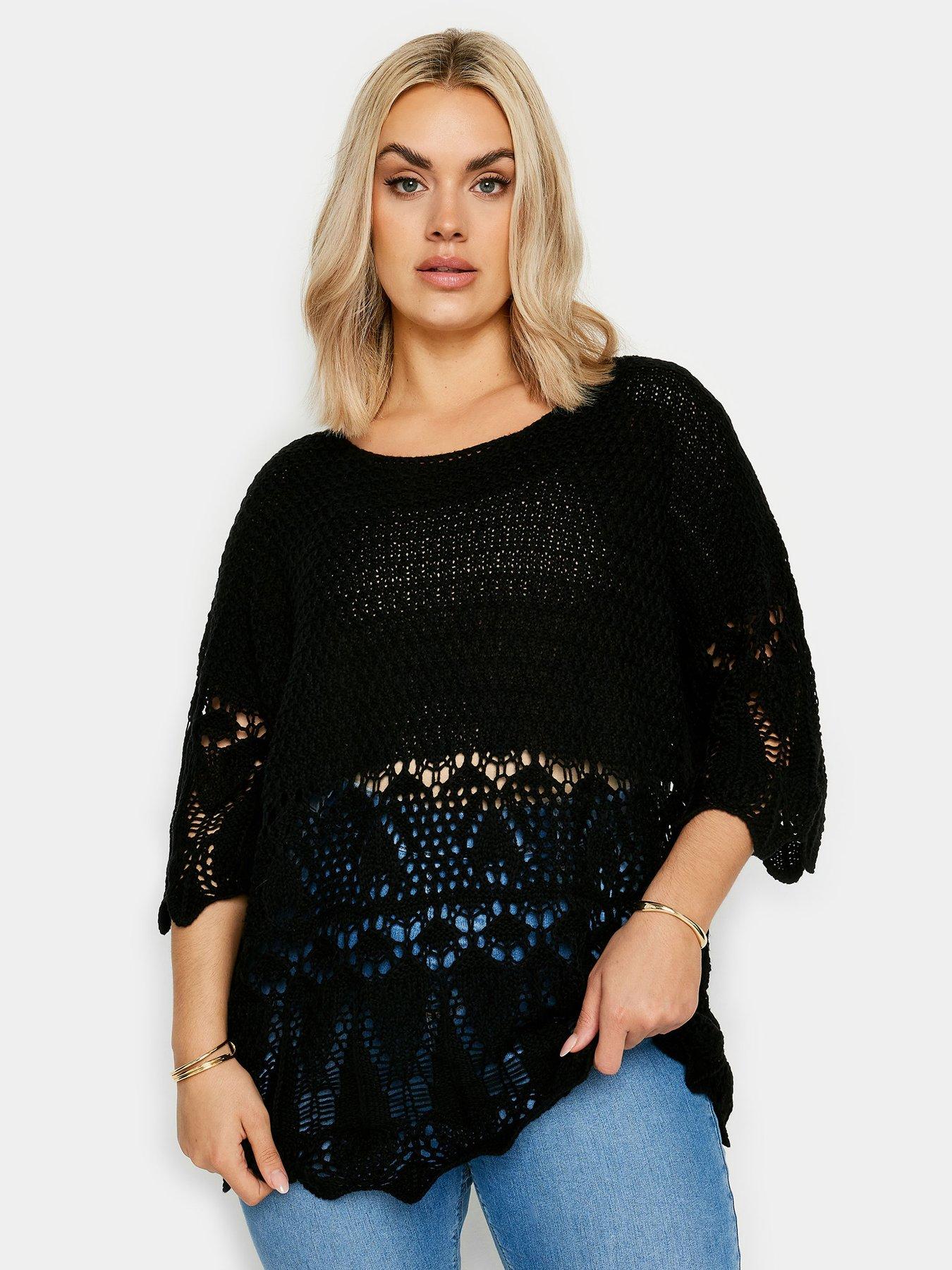 yours-curve-crochet-tunic-solid-blackfront