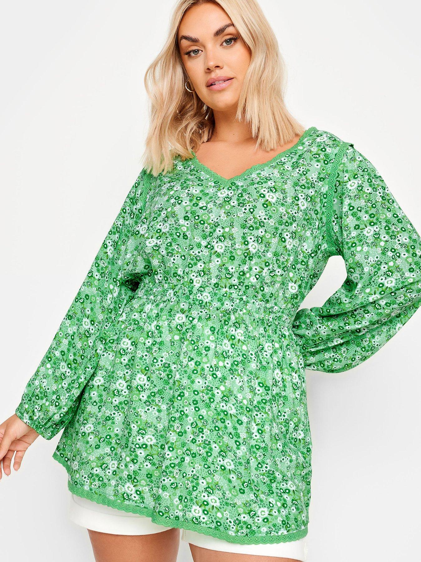 yours-curve-trim-smock-top-green-ditsyfront