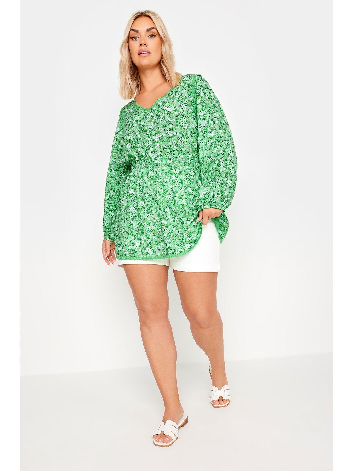 yours-curve-trim-smock-top-green-ditsyback