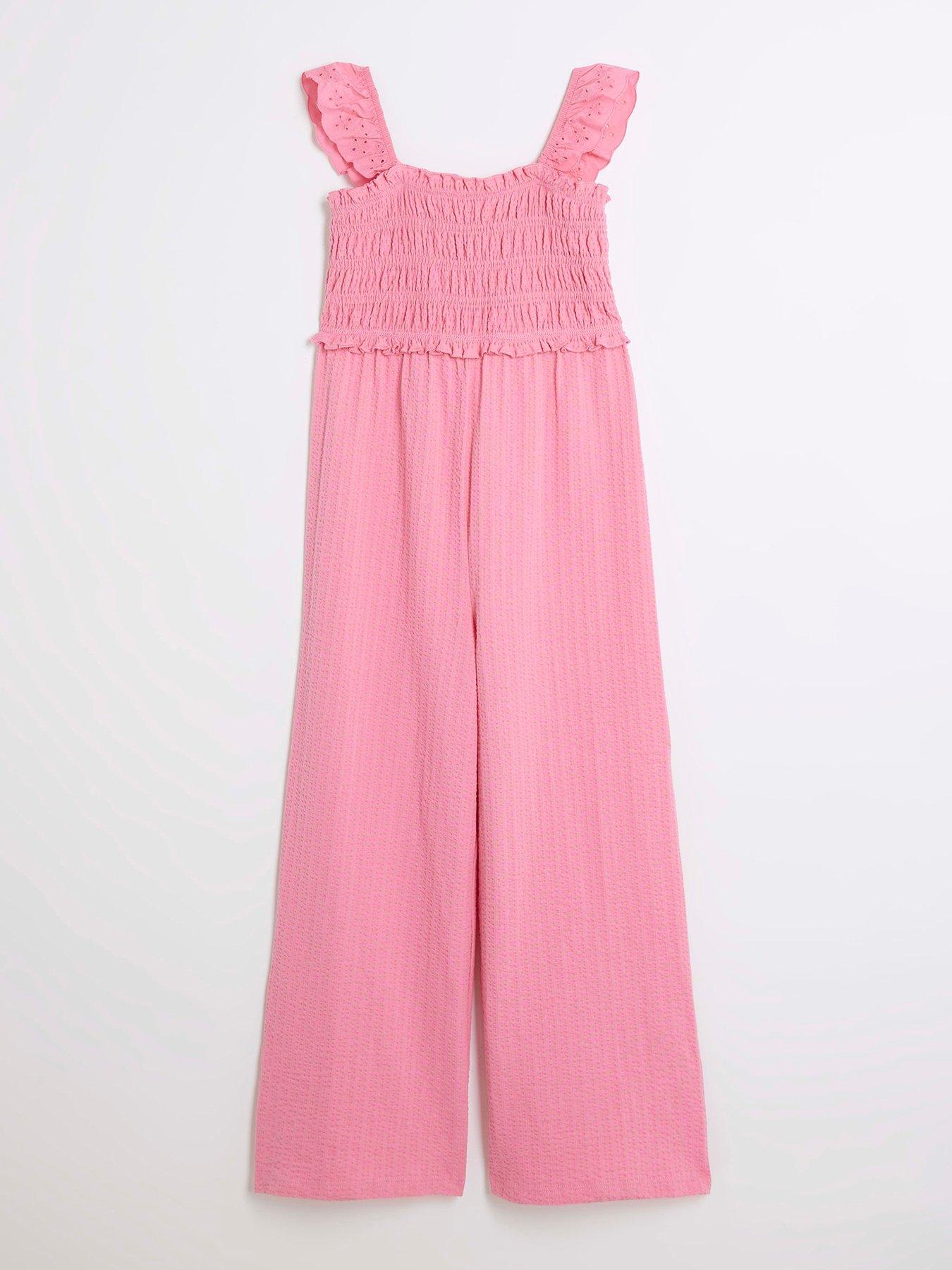 river-island-girls-shirred-jumpsuit-pinkfront