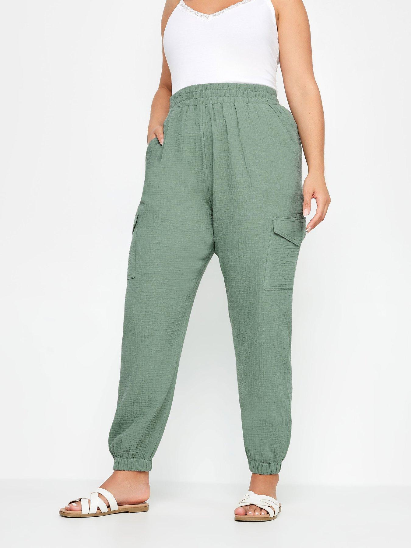 yours-curve-cheesecloth-cuffed-jogger-sage