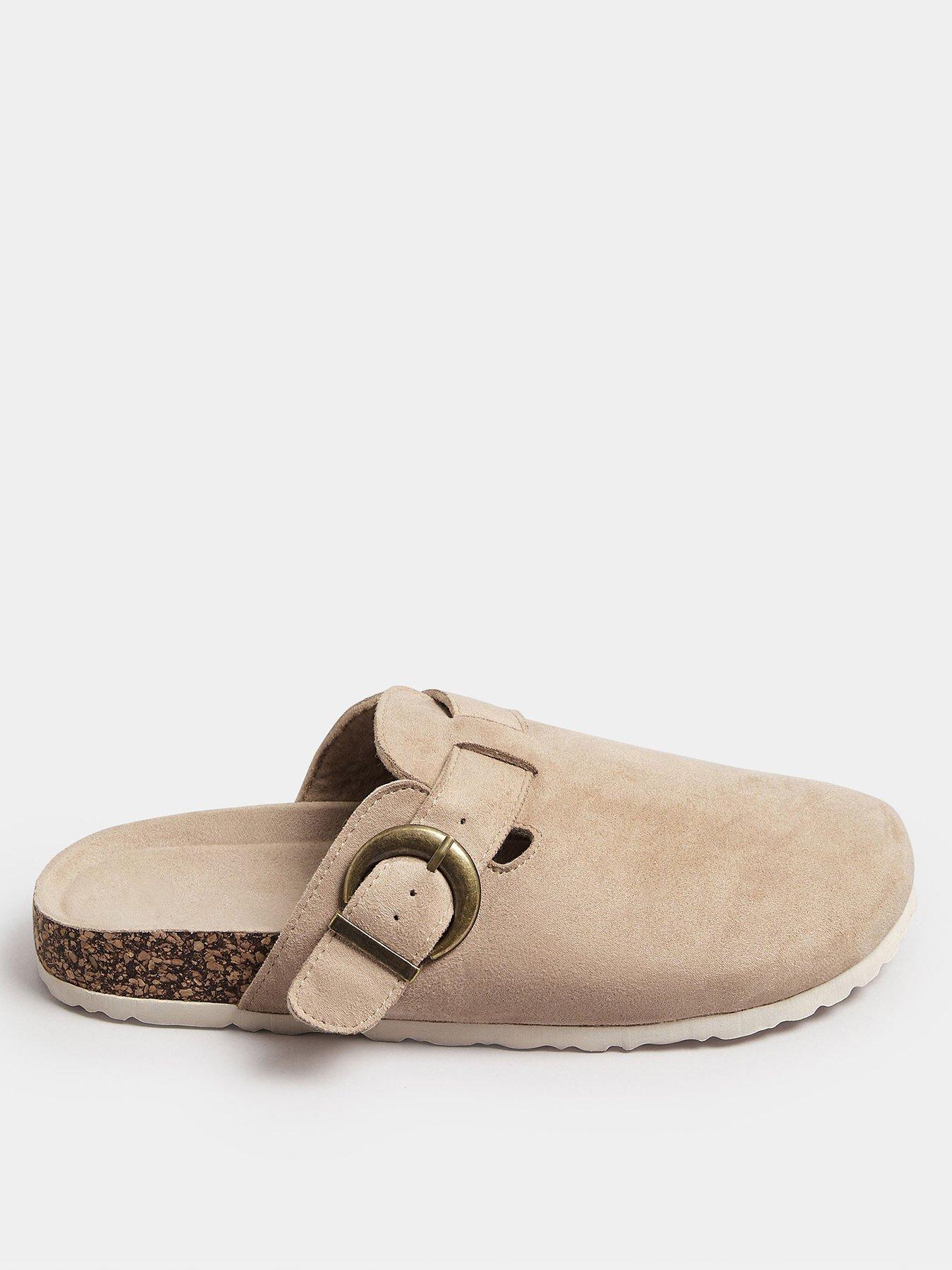 Yours Extra Wide Fit Footbed Clog Micro Taupe - Natural