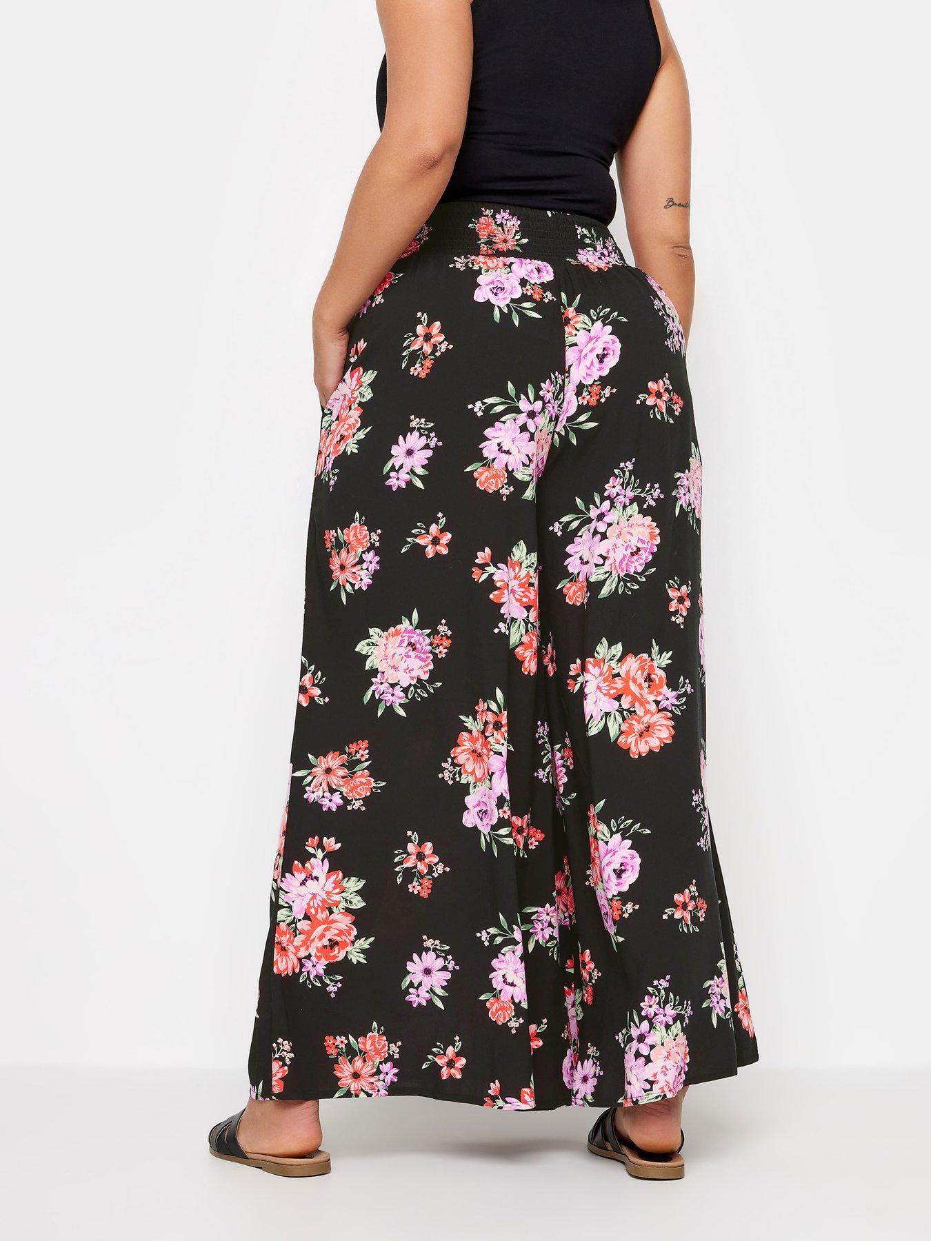 yours-curve-shirred-waist-wide-leg-pink-orange-floral-30stillFront