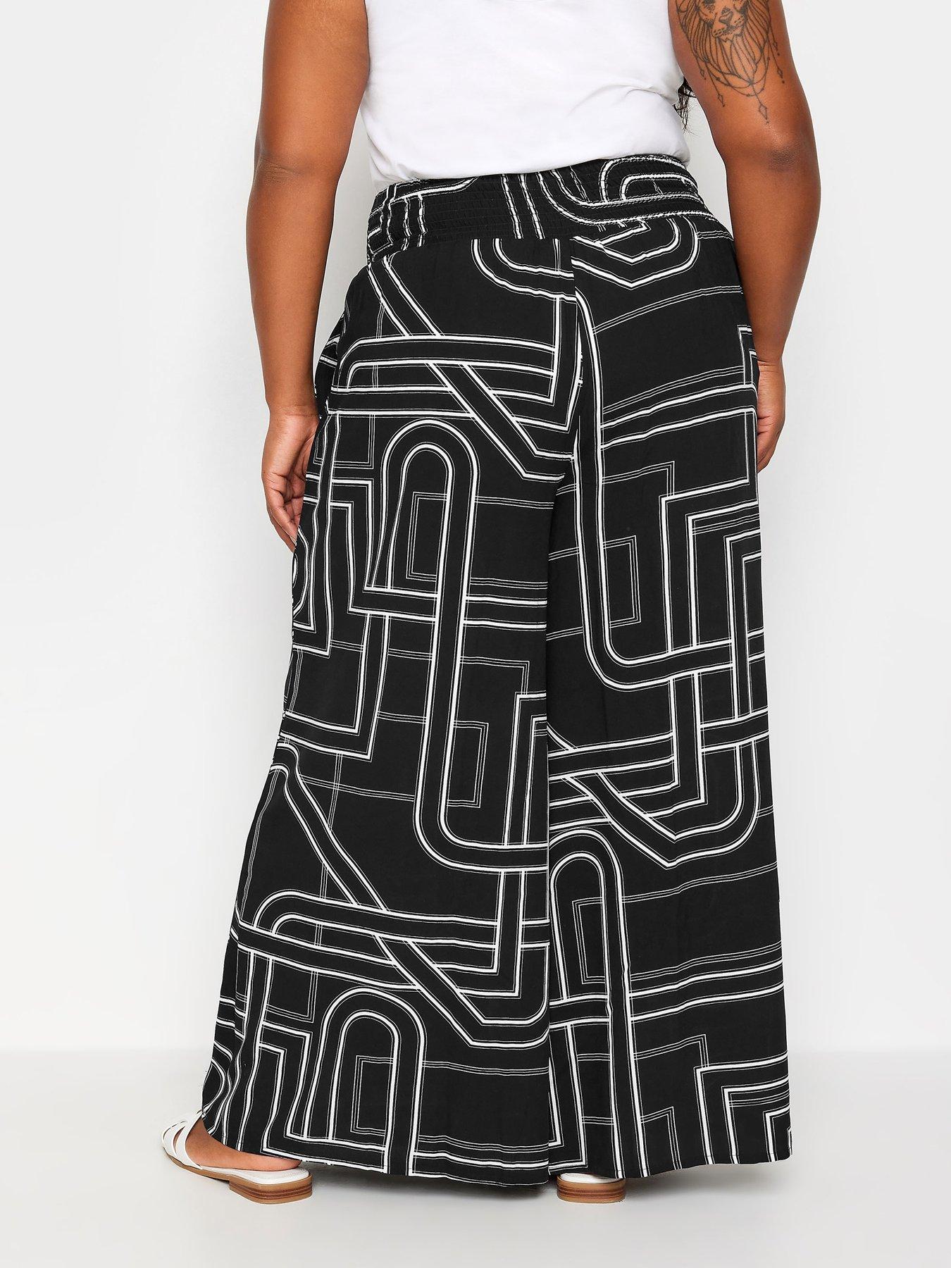 yours-curve-shirred-waist-wide-leg-mono-lines-30stillFront