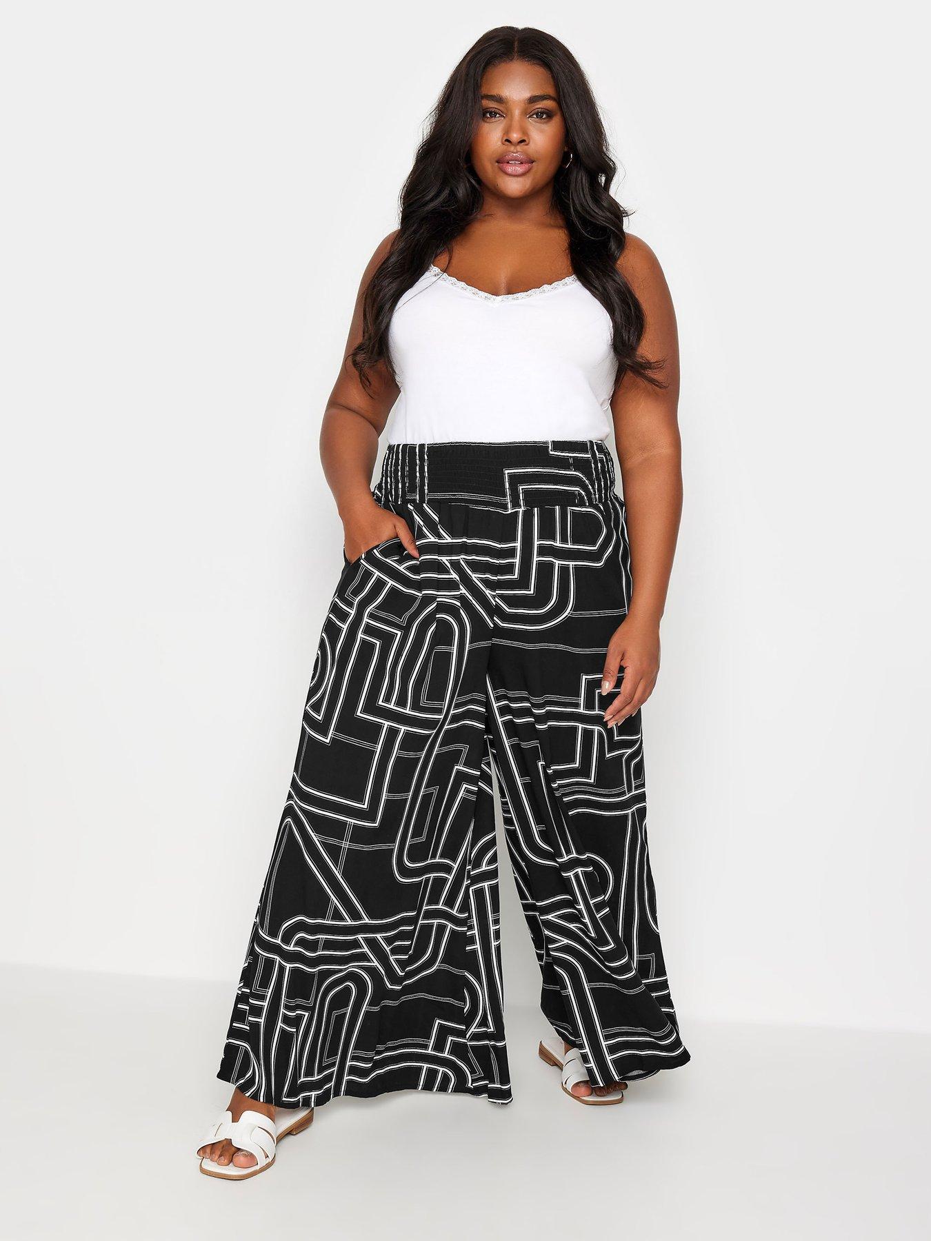 yours-curve-shirred-waist-wide-leg-mono-lines-30back