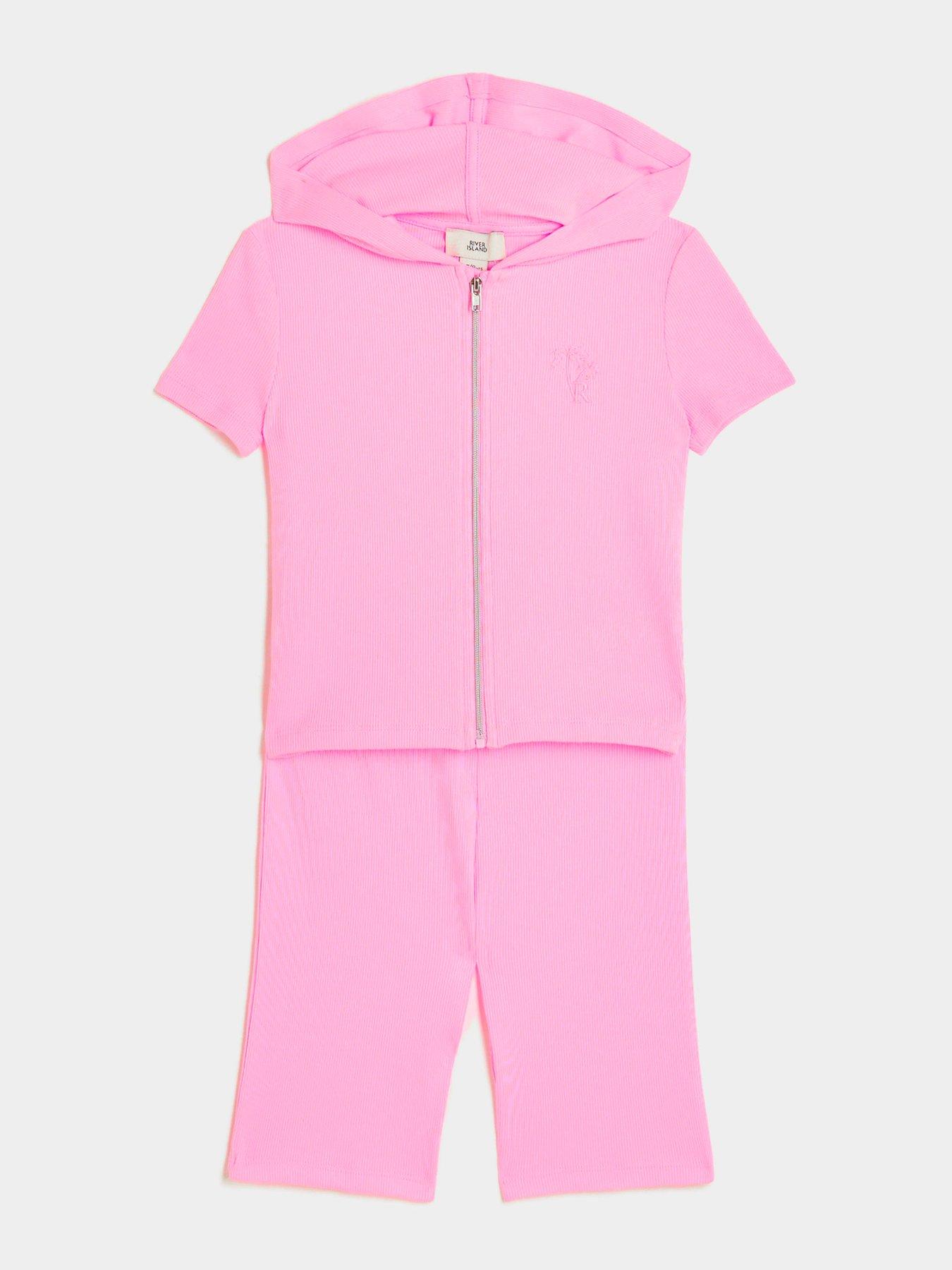 river-island-girls-ribbed-zip-up-hoodie-set-pinkstillFront