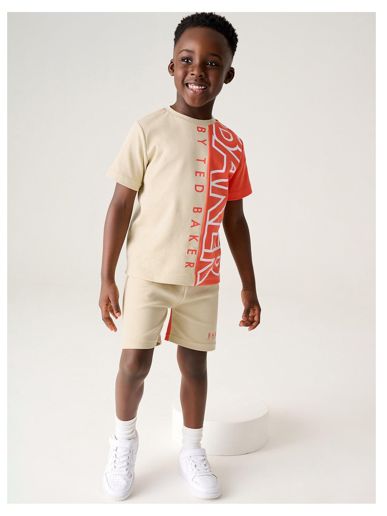 Baker By Ted Baker Boys Orange Colourblock Short Set