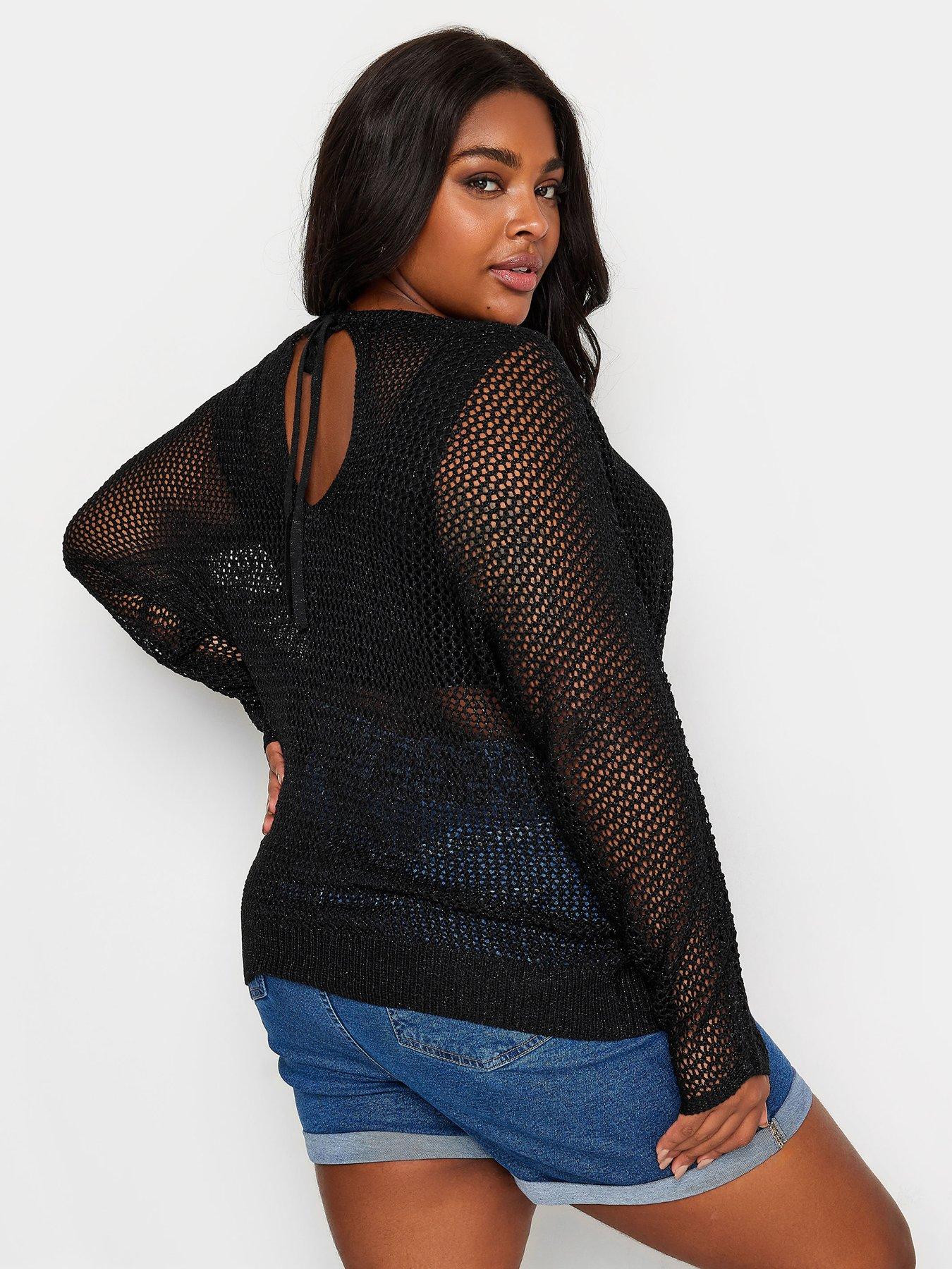 yours-curve-open-back-batwing-jumper-blackstillFront