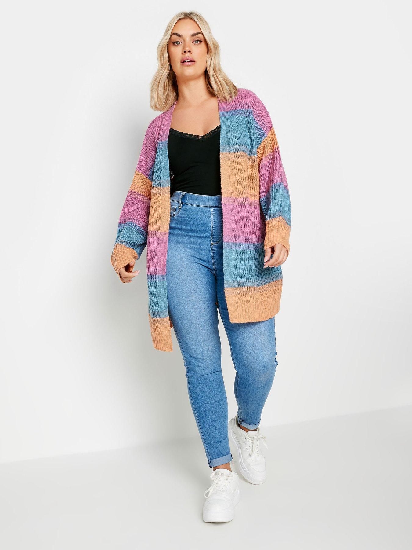 yours-curve-space-dye-cardigan-denim-mixback