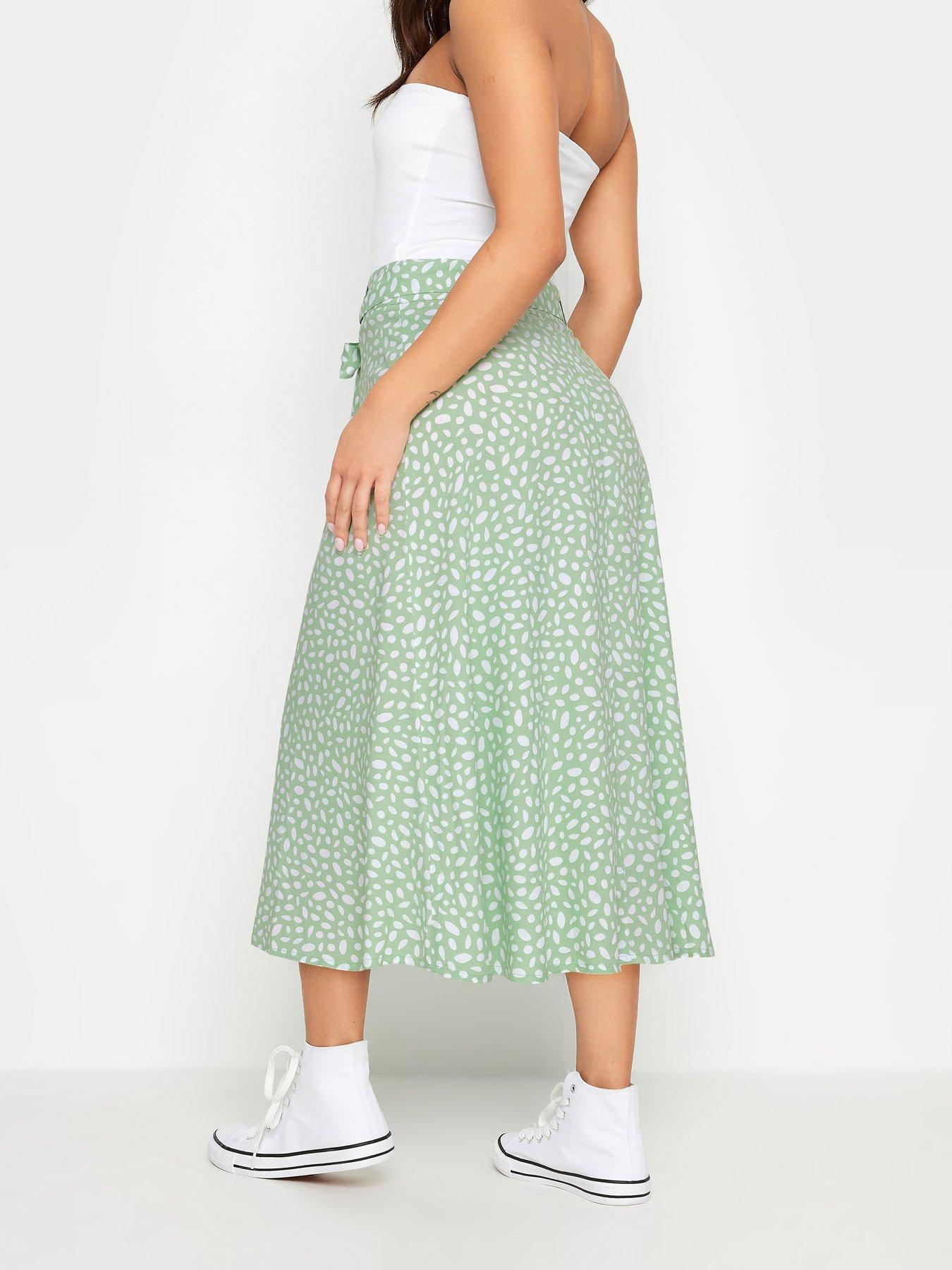 pixiegirl-petite-sage-spot-marking-belted-midi-skirtstillFront