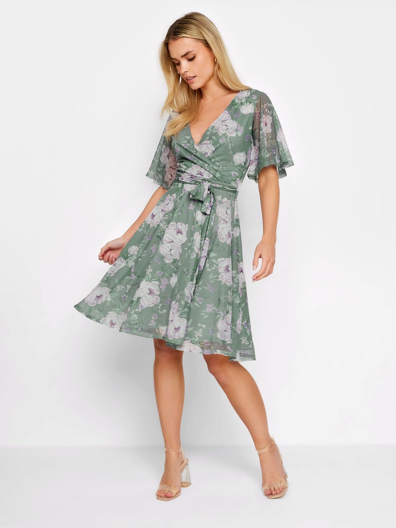 pixiegirl-petite-sage-floral-mesh-wrap-dress