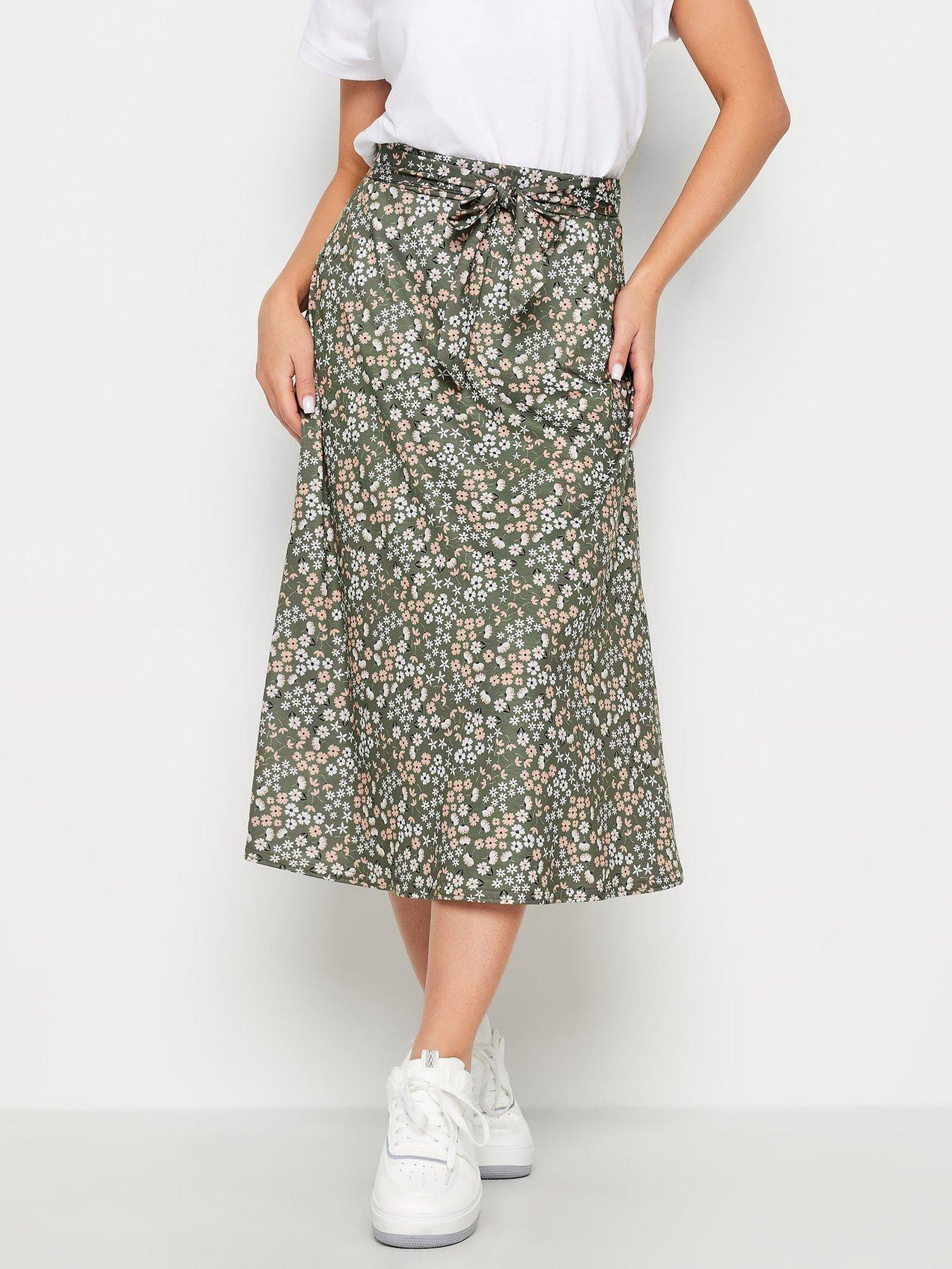 pixiegirl-petite-sage-ditsy-belted-midi-skirt