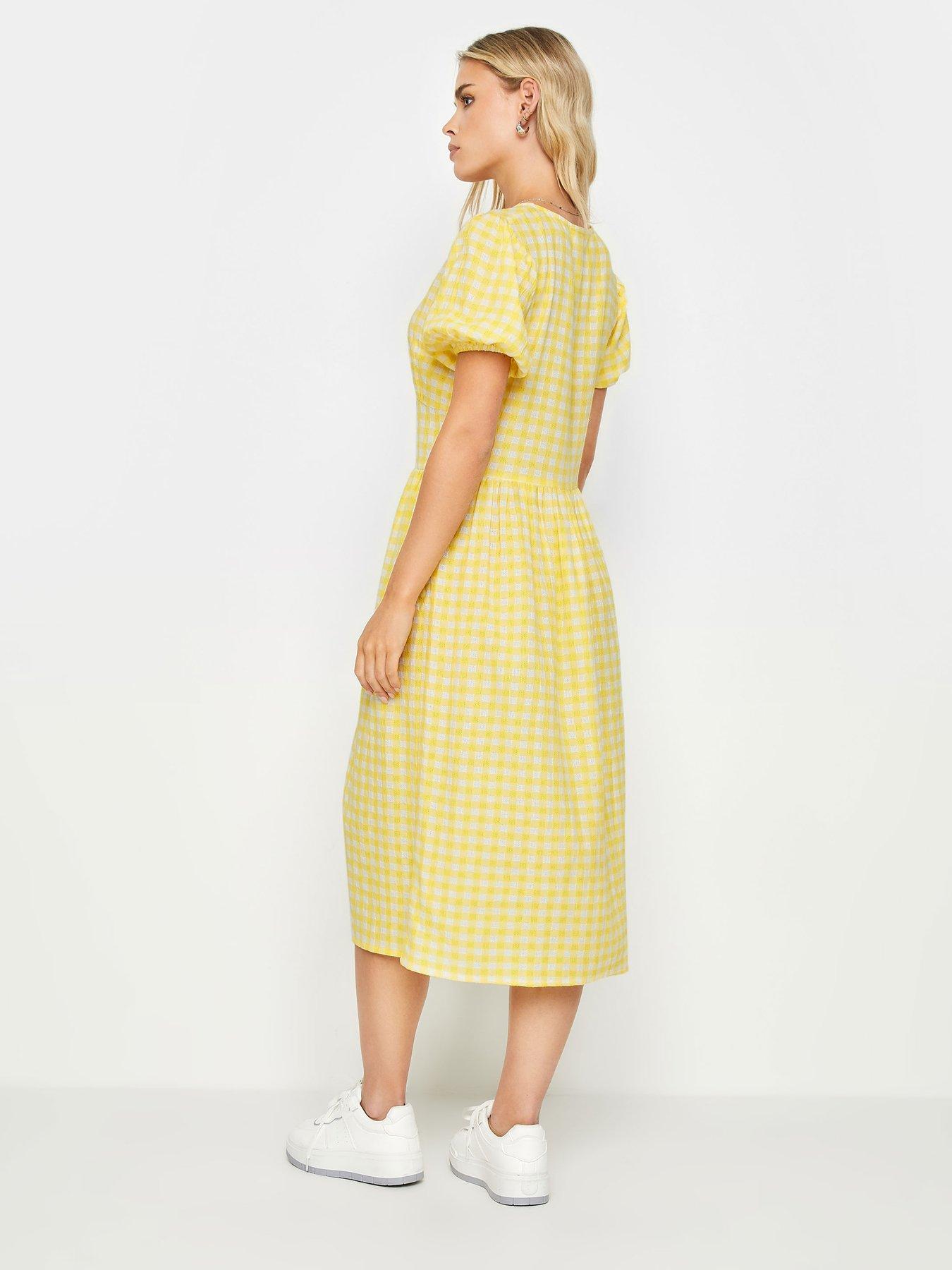 pixiegirl-petite-yellow-gingham-button-thru-midi-dressstillFront