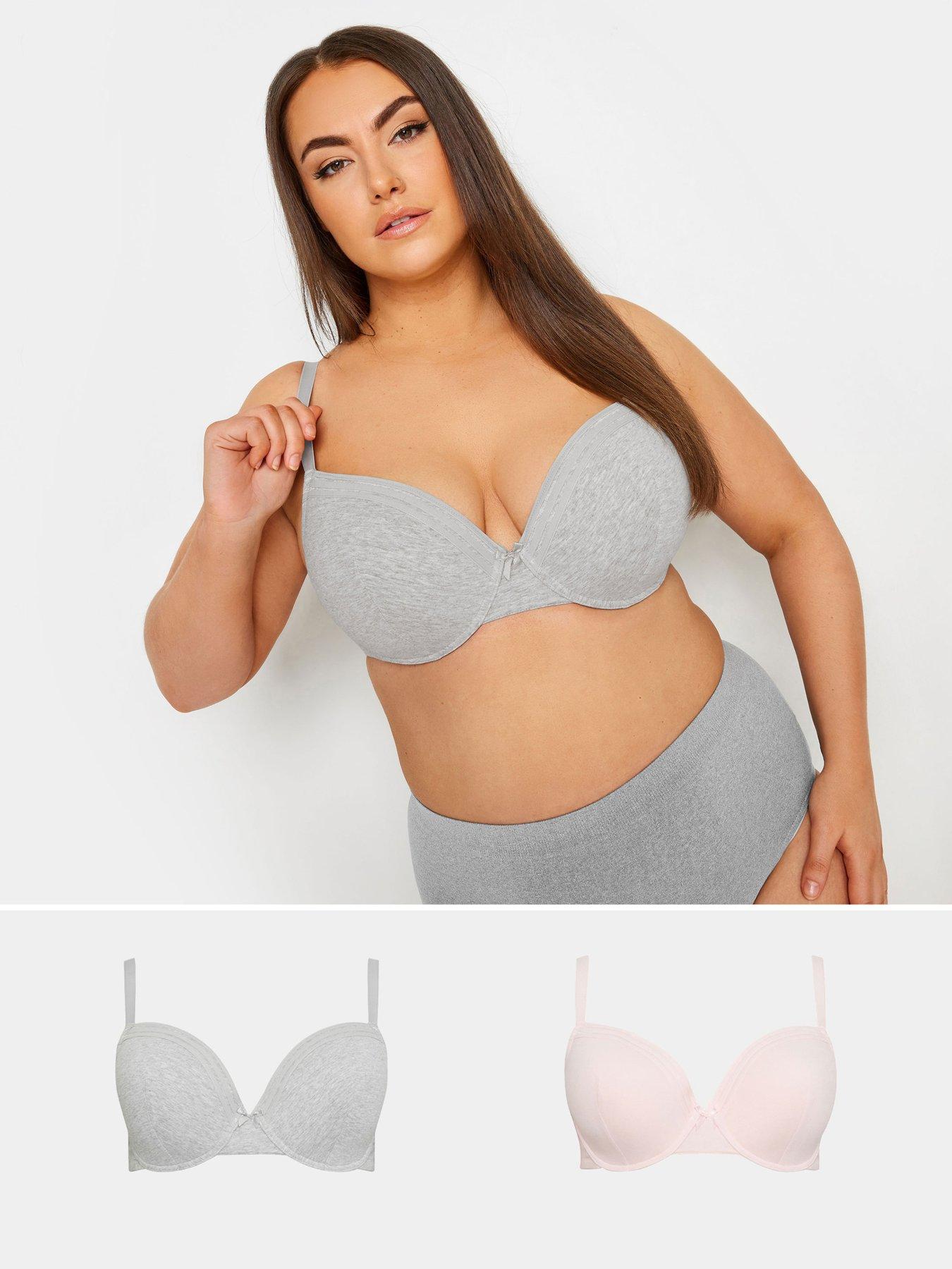 yours-curve-2-pack-grey-marl-lace-trim-pad-bra