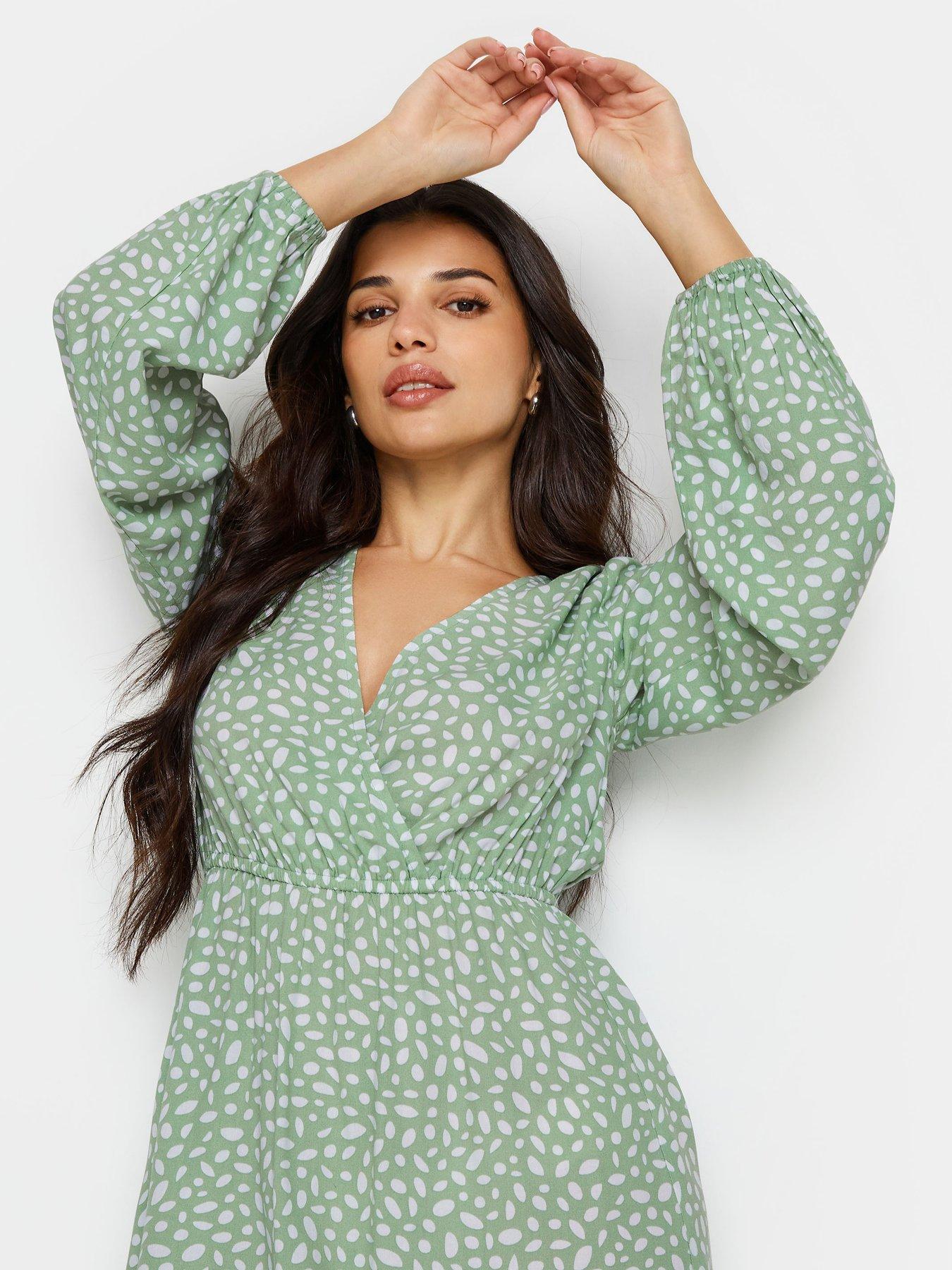 pixiegirl-petite-sage-spot-marking-wrap-dress-greenoutfit