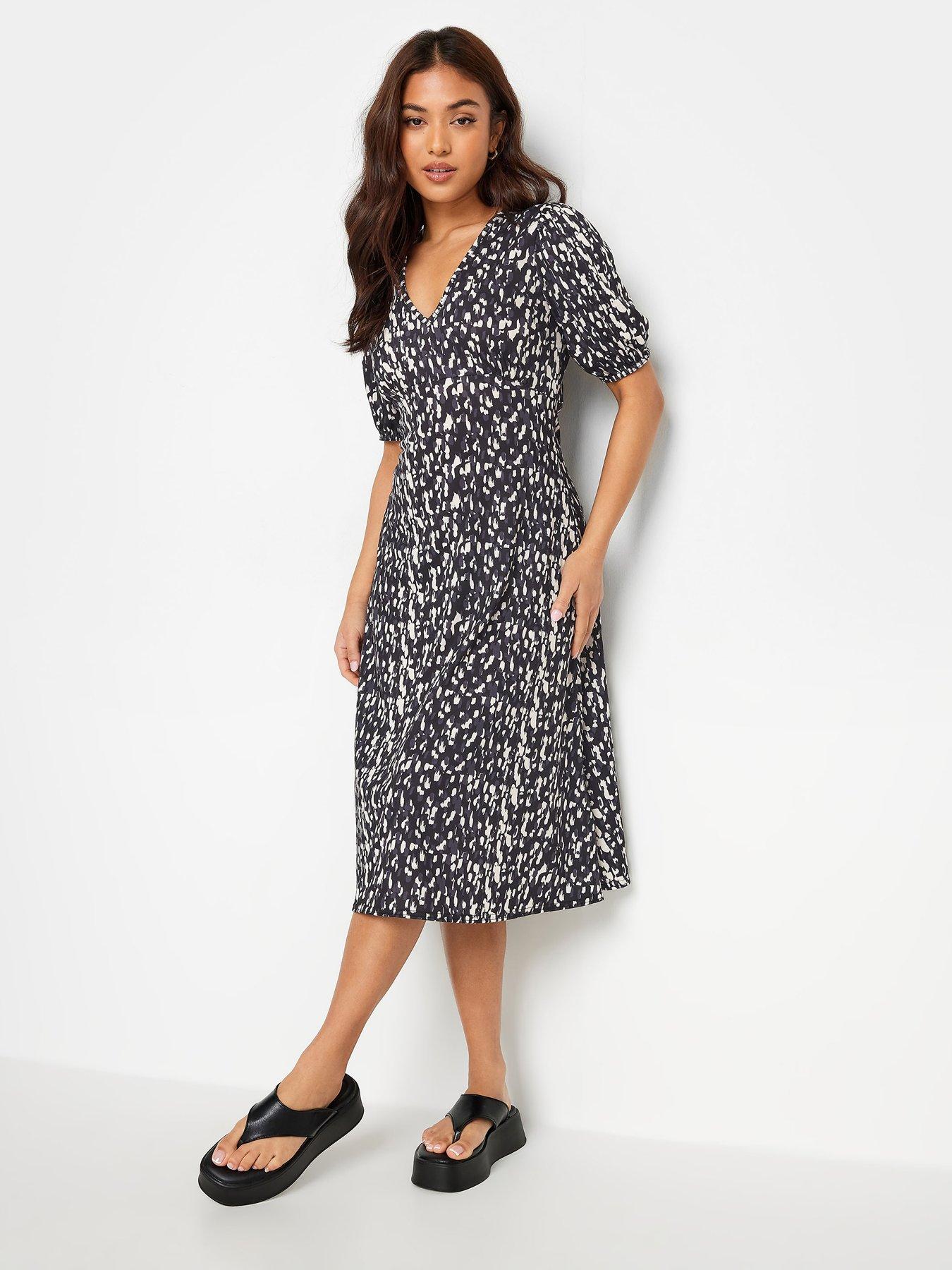 pixiegirl-petite-dk-grey-spot-midi-tea-dress