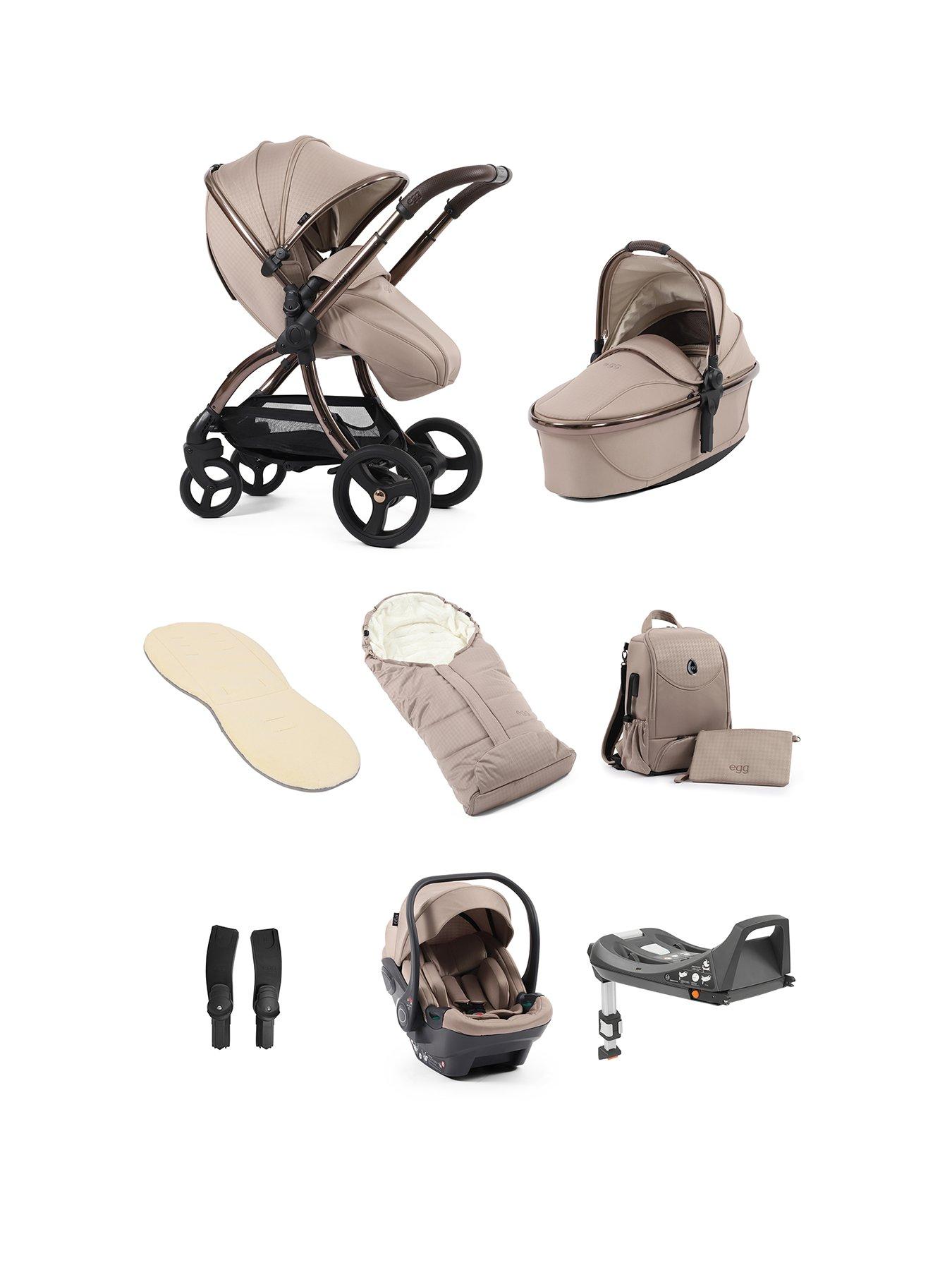 Image of Egg egg3 Luxury Bundle with Egg Shell Car Seat - Houndstooth Almond