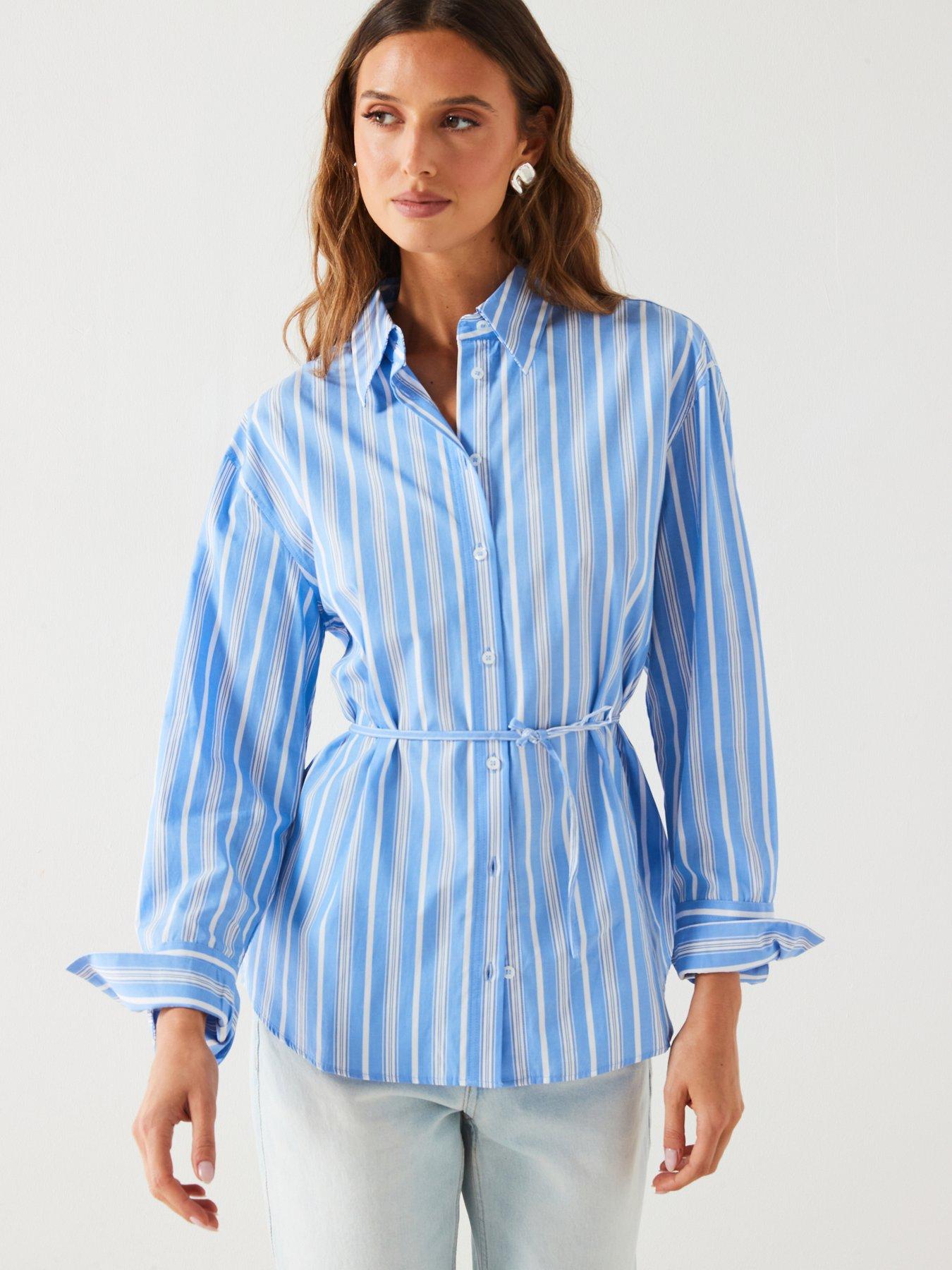 mango-blue-pin-stripe-tie-waist-shirt