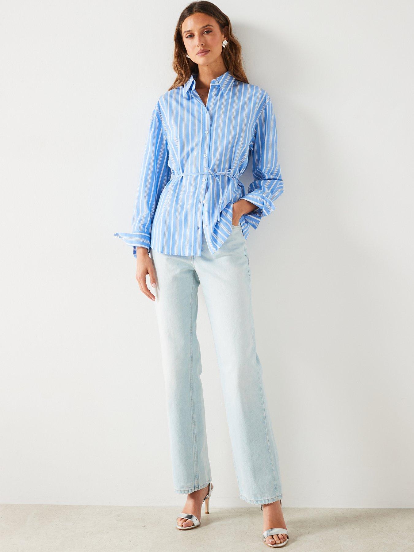 mango-blue-pin-stripe-tie-waist-shirtback