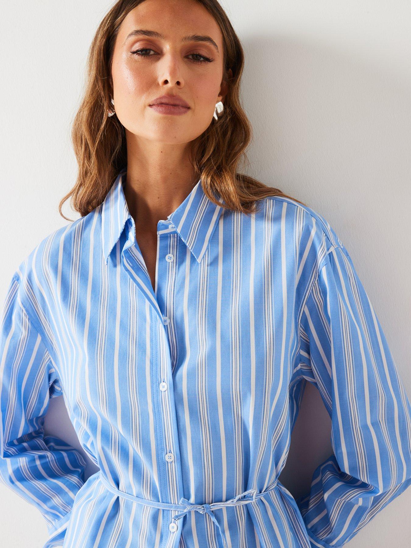 mango-blue-pin-stripe-tie-waist-shirtoutfit