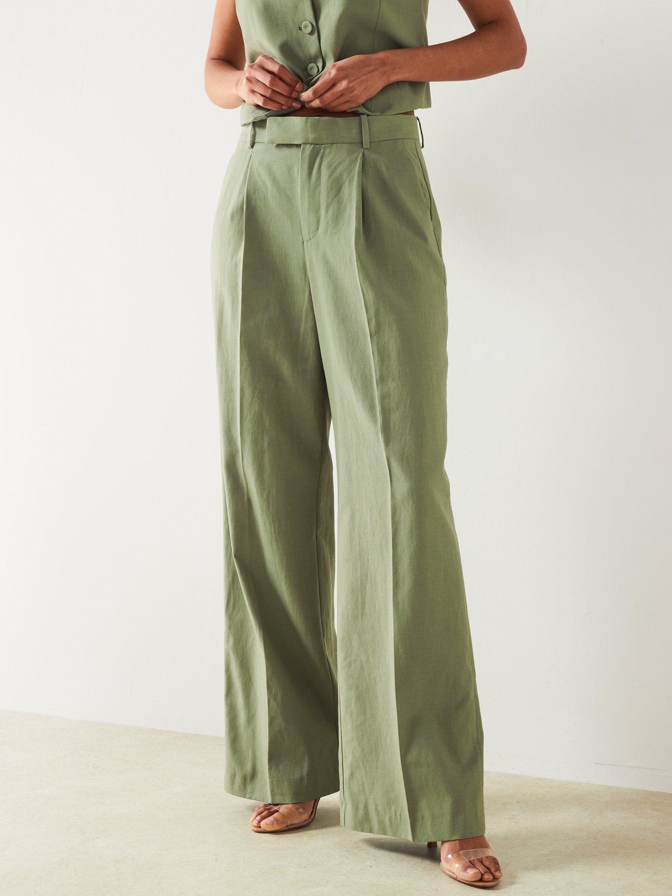 mango-green-dart-detail-wide-leg-coord-trouser