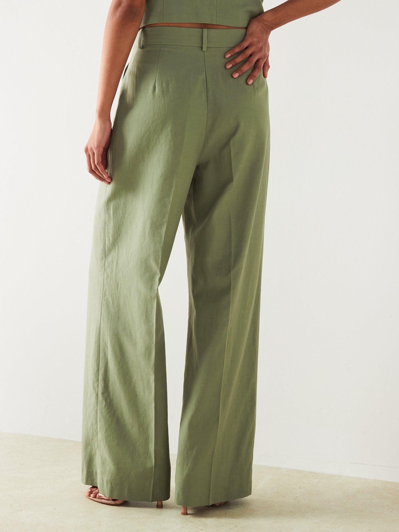 mango-green-dart-detail-wide-leg-coord-trouserstillFront