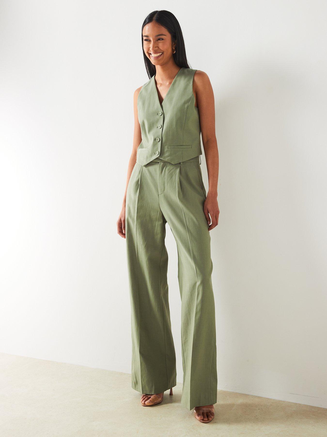 mango-green-dart-detail-wide-leg-coord-trouserback