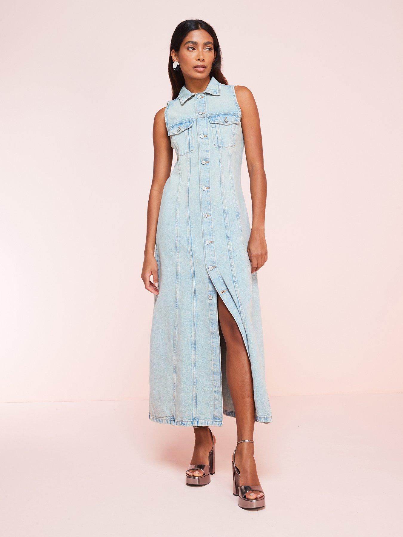 mango-denim-button-up-midi-dress-bluefront