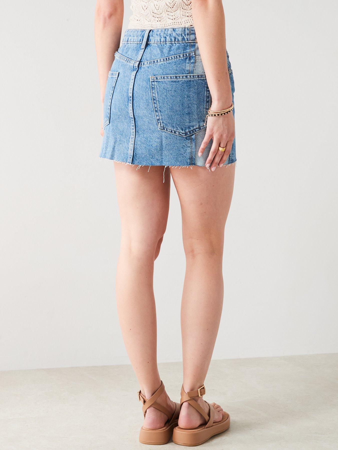 mango-two-tone-denim-miniskirtstillFront