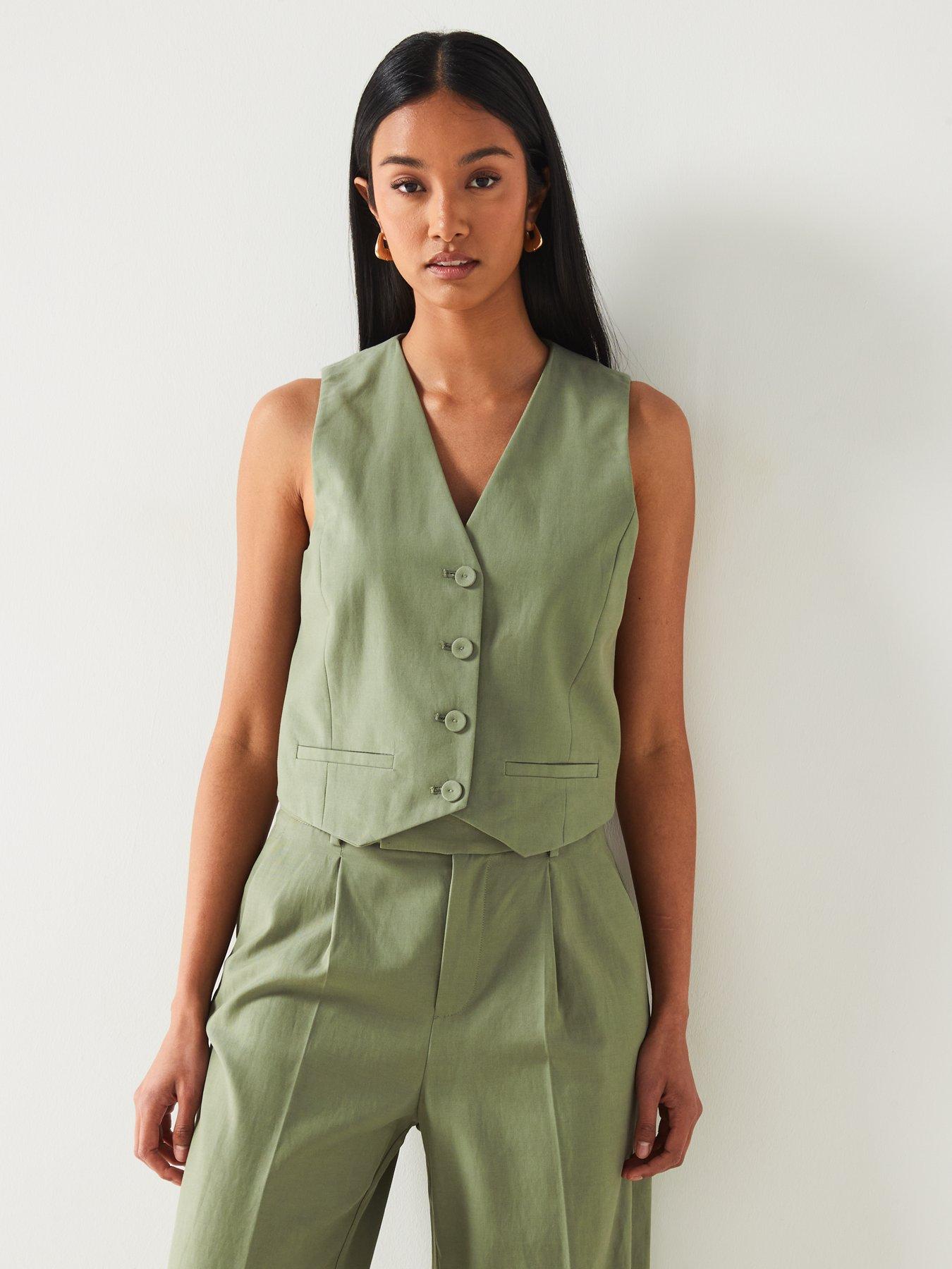 Image of Mango Khaki Suit Waistcoat With Buttons