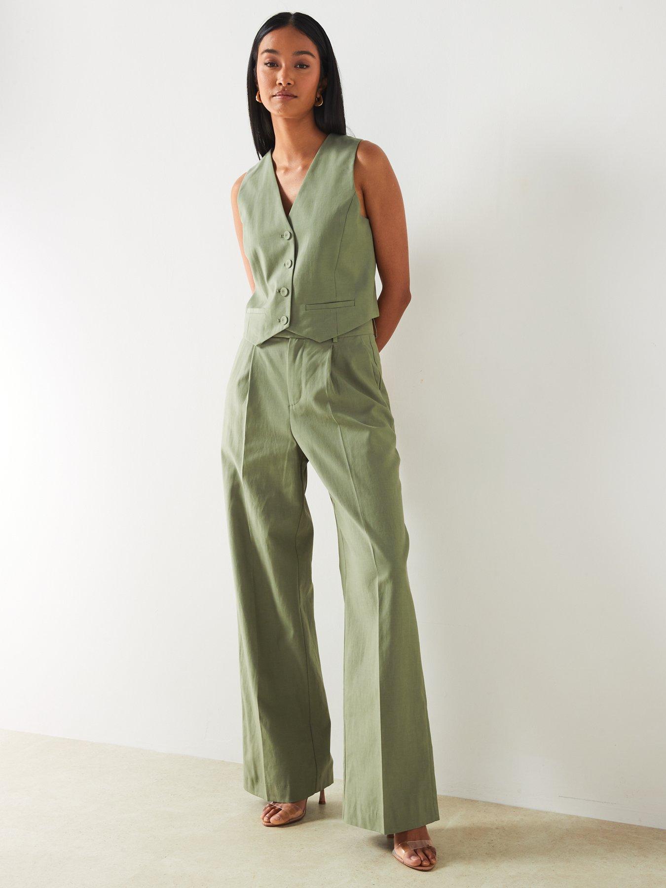 Image 3 of 6 of Mango Khaki Suit Waistcoat With Buttons