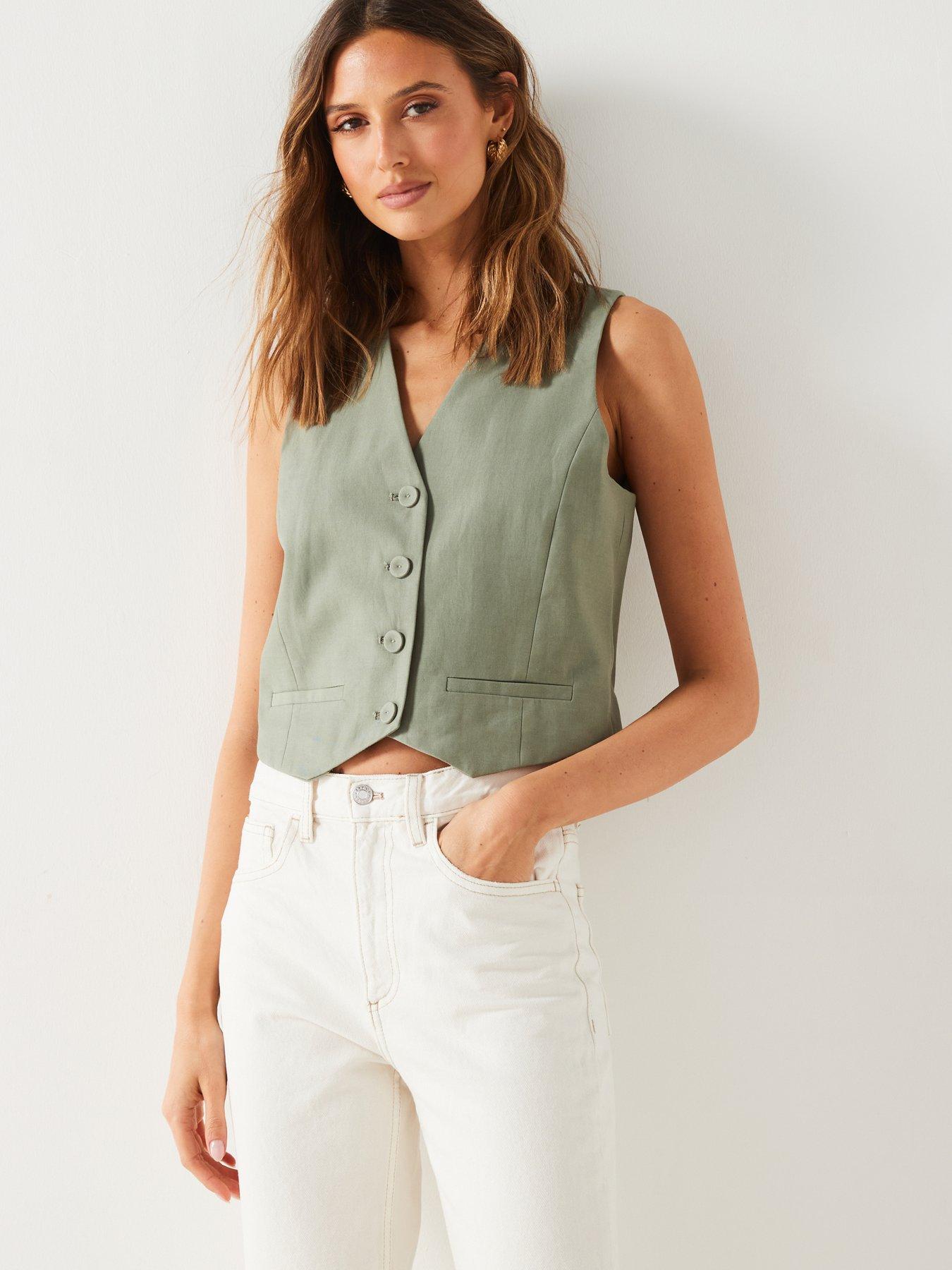 Image 6 of 6 of Mango Khaki Suit Waistcoat With Buttons