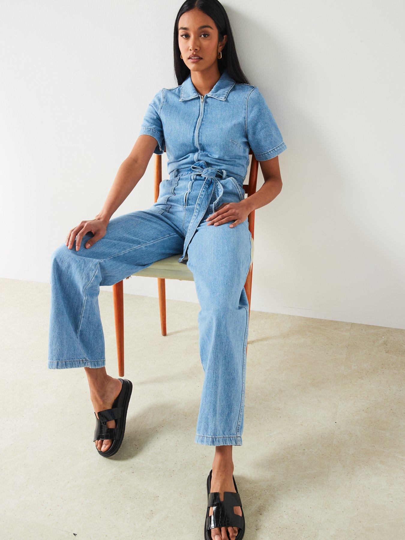 Denim short sleeve jumpsuit online