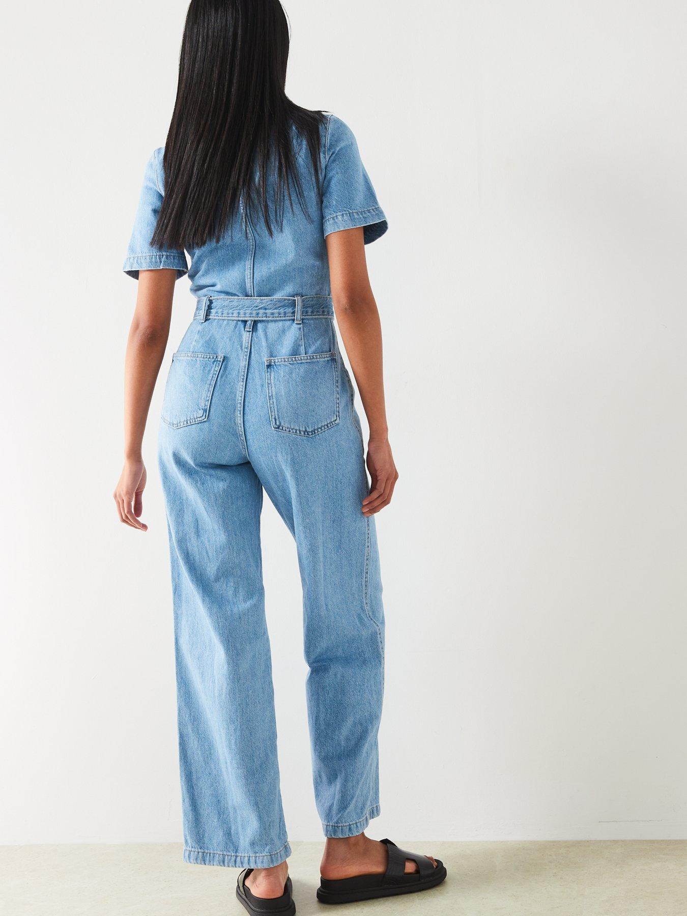 mango-denim-short-sleeve-jumpsuitstillFront