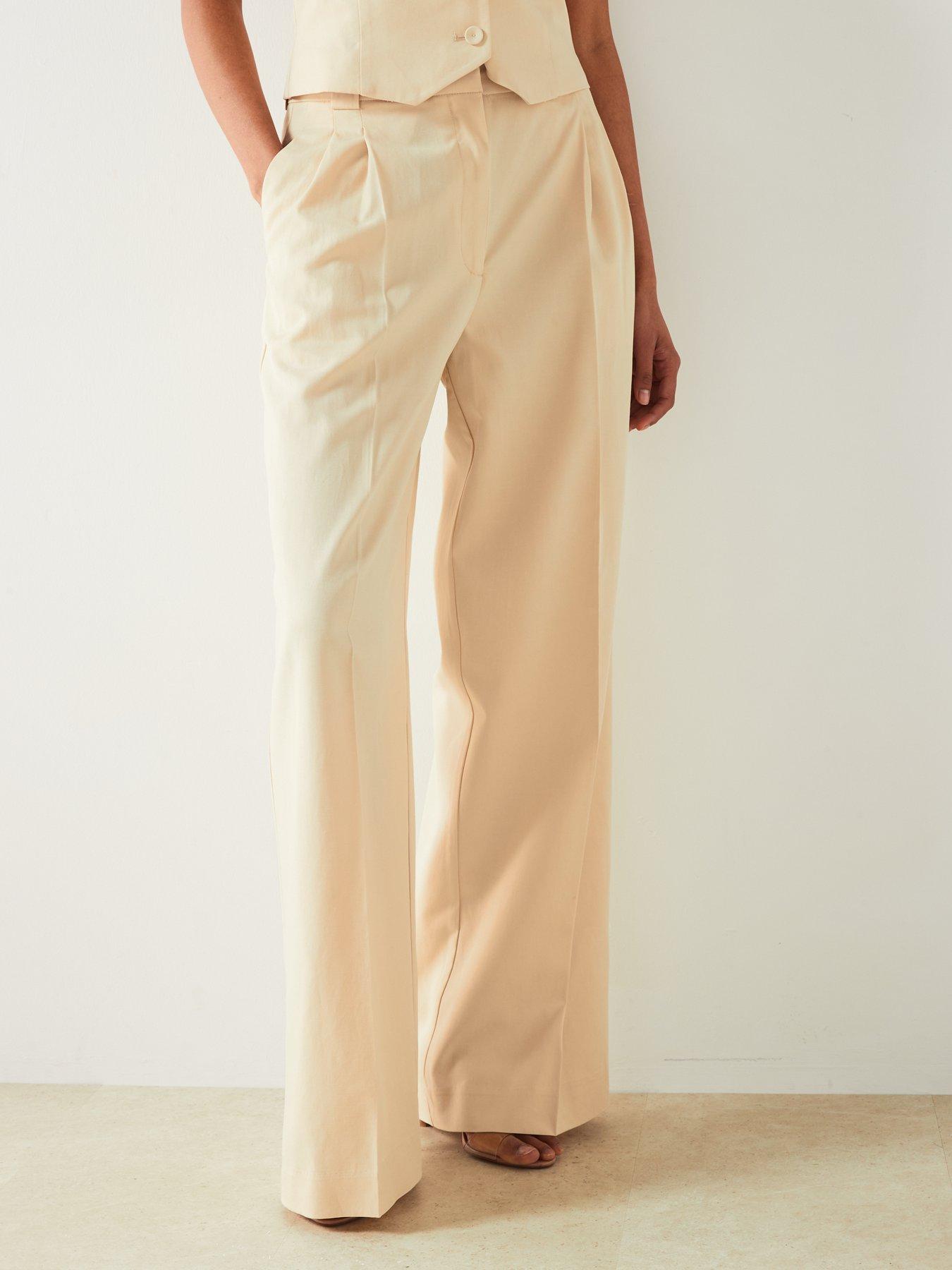 mango-tailorednbspwide-leg-trouser-beigefront