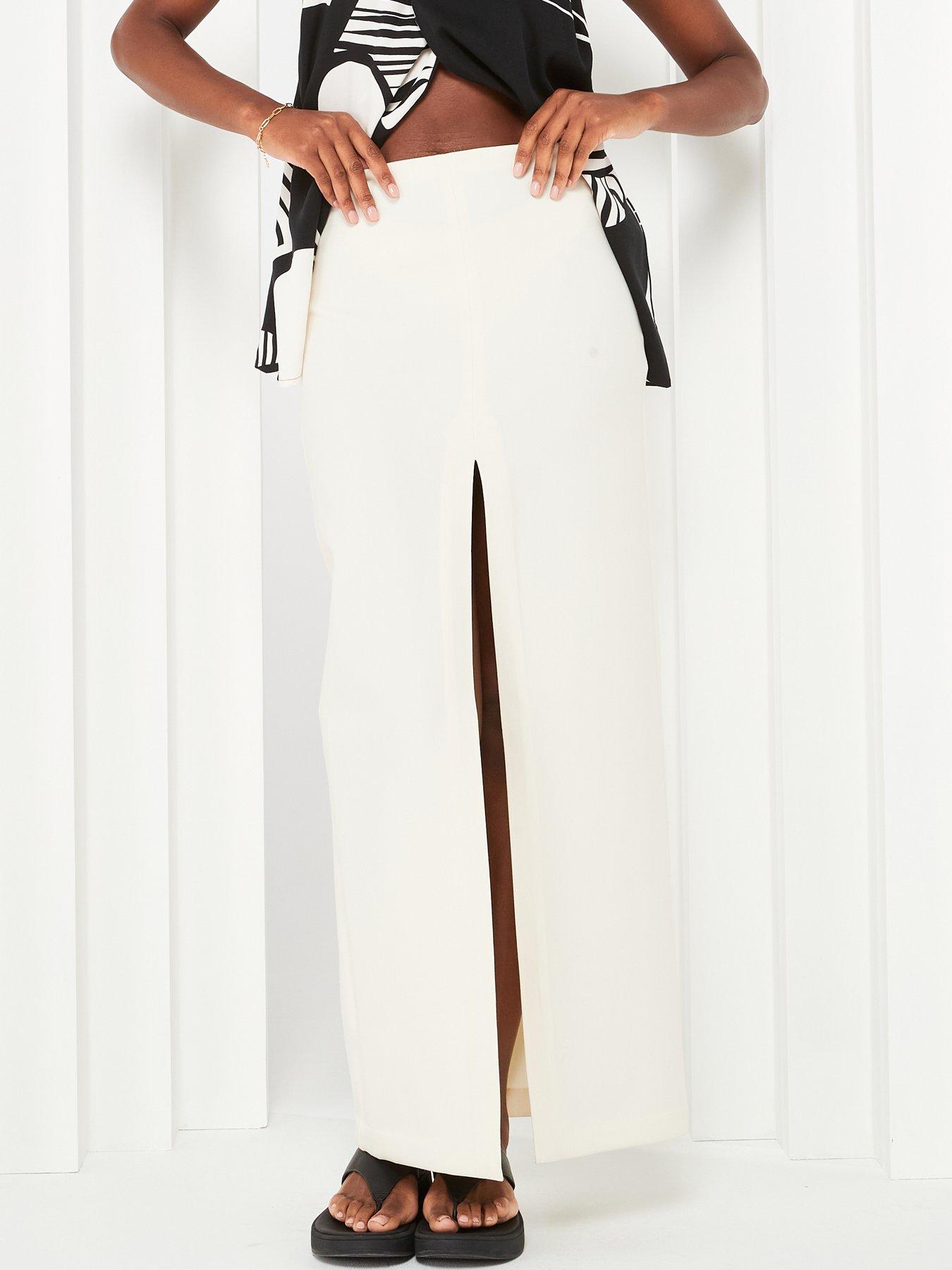 Image 2 of 5 of Mango Split Front Maxi Skirt - Cream
