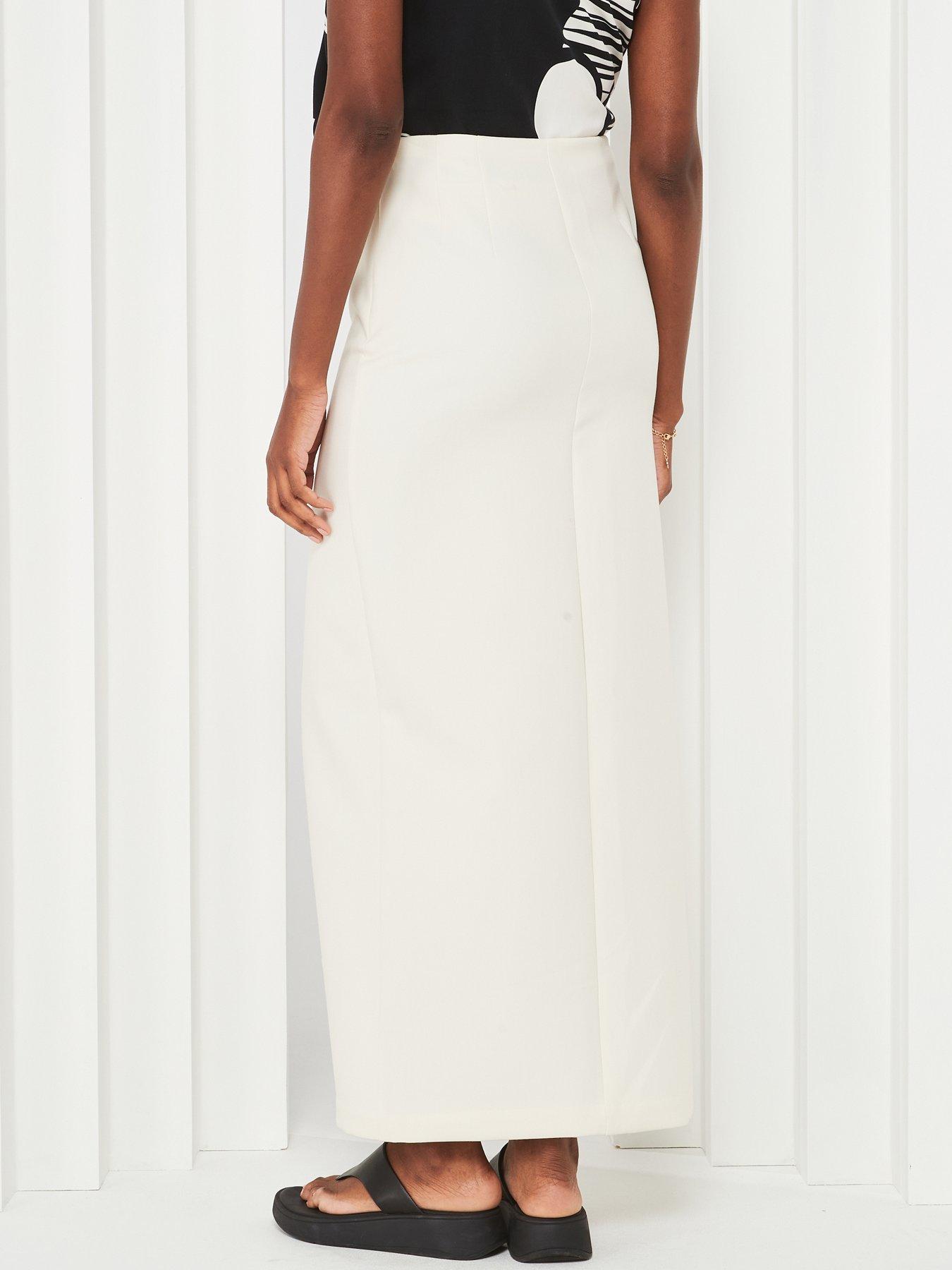 Image 3 of 5 of Mango Split Front Maxi Skirt - Cream