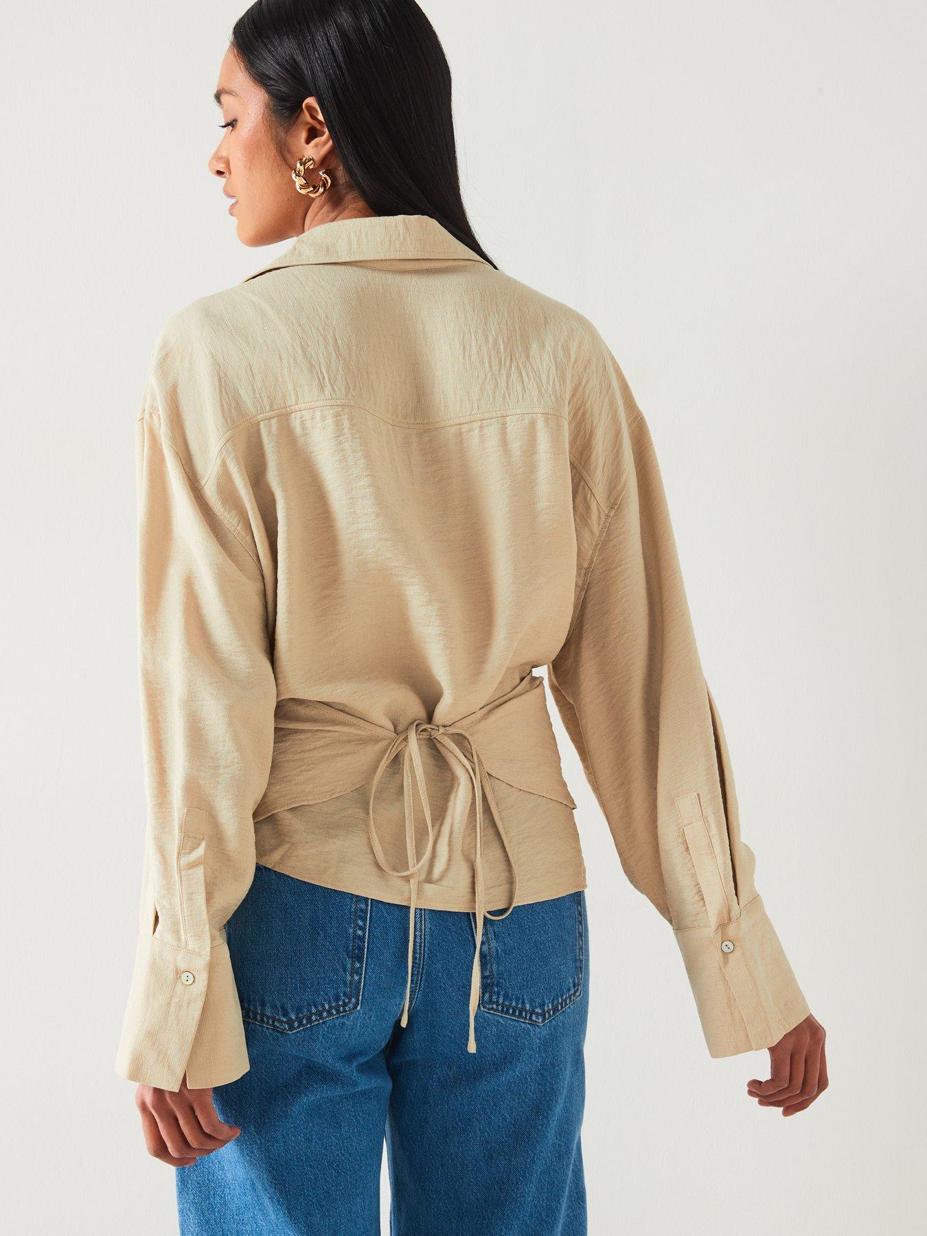 mango-beige-pocket-wrap-shirtstillFront