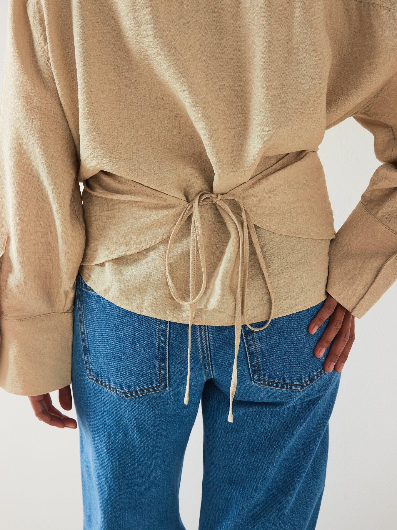 mango-beige-pocket-wrap-shirtdetail