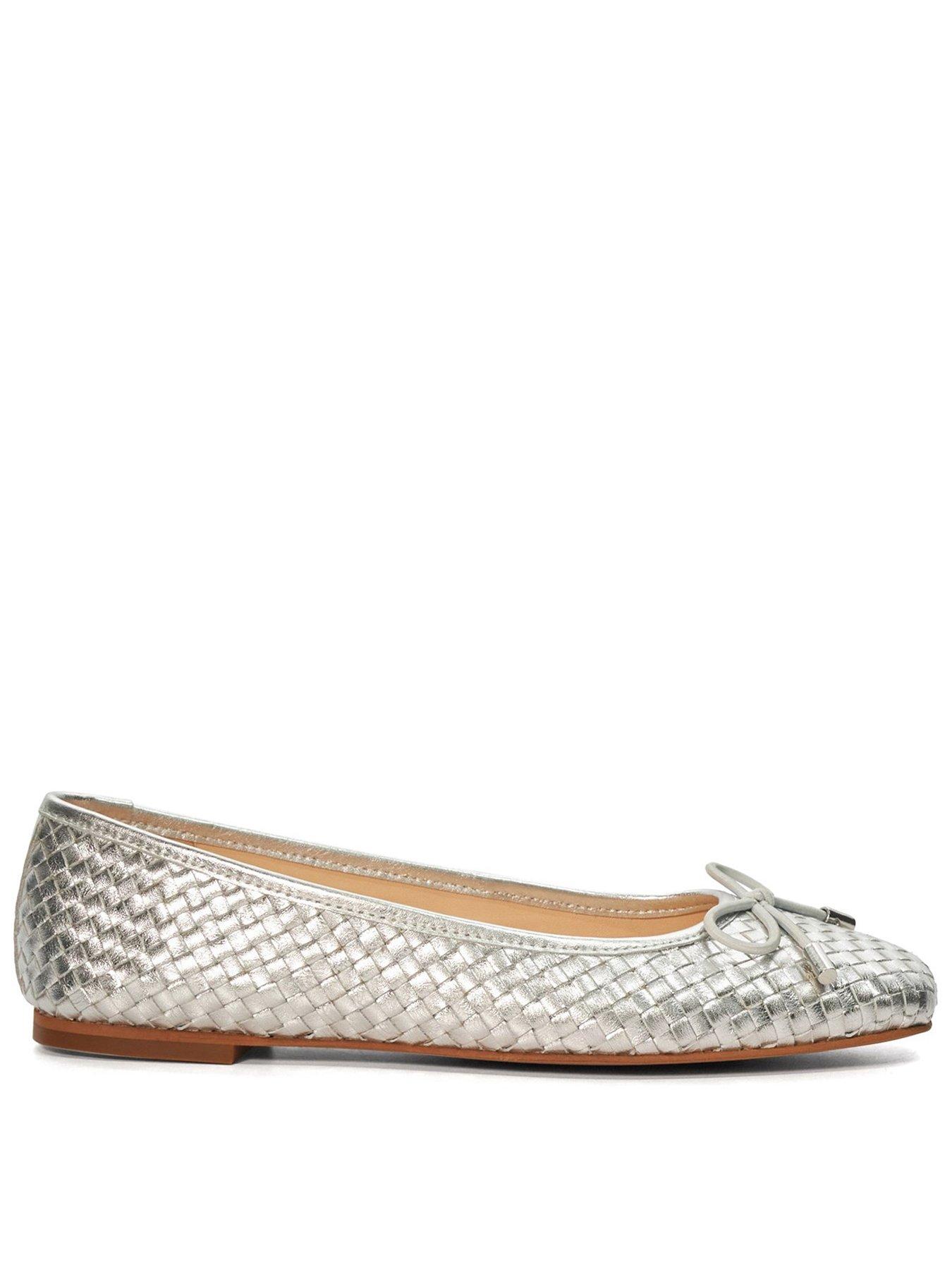 Image 1 of 6 of Dune London Heights Bow Front Ballerina Shoes - Silver