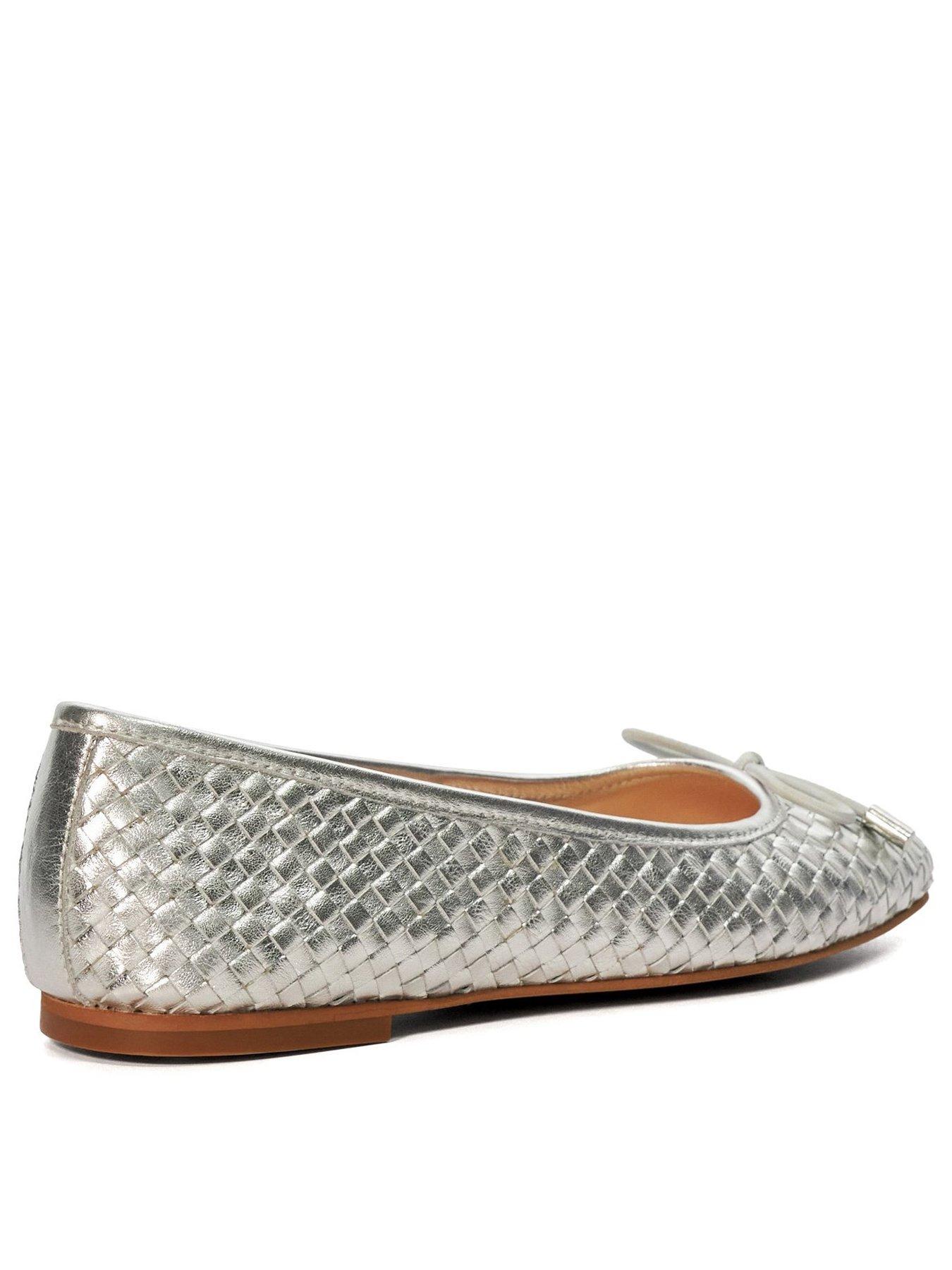 Image 3 of 6 of Dune London Heights Bow Front Ballerina Shoes - Silver