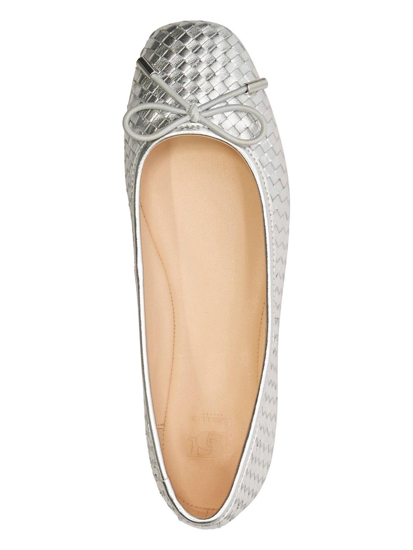 Image 4 of 6 of Dune London Heights Bow Front Ballerina Shoes - Silver