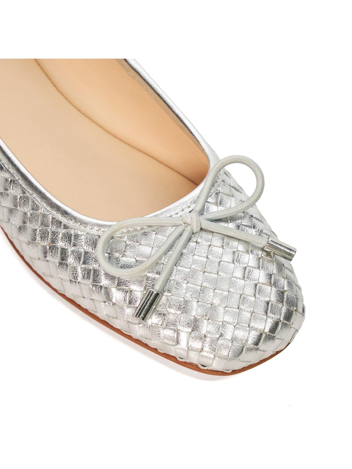 Image 5 of 6 of Dune London Heights Bow Front Ballerina Shoes - Silver