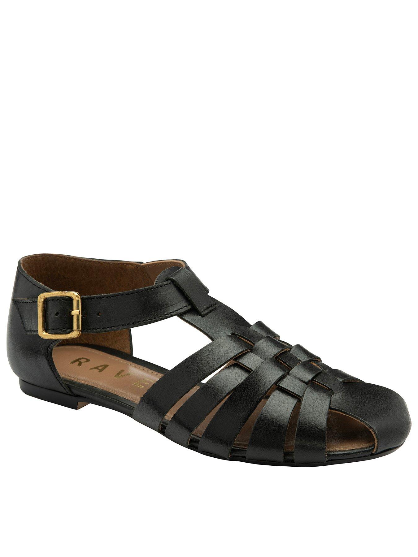 ravel-garlston-leather-gladiator-flat-sandals-blackfront